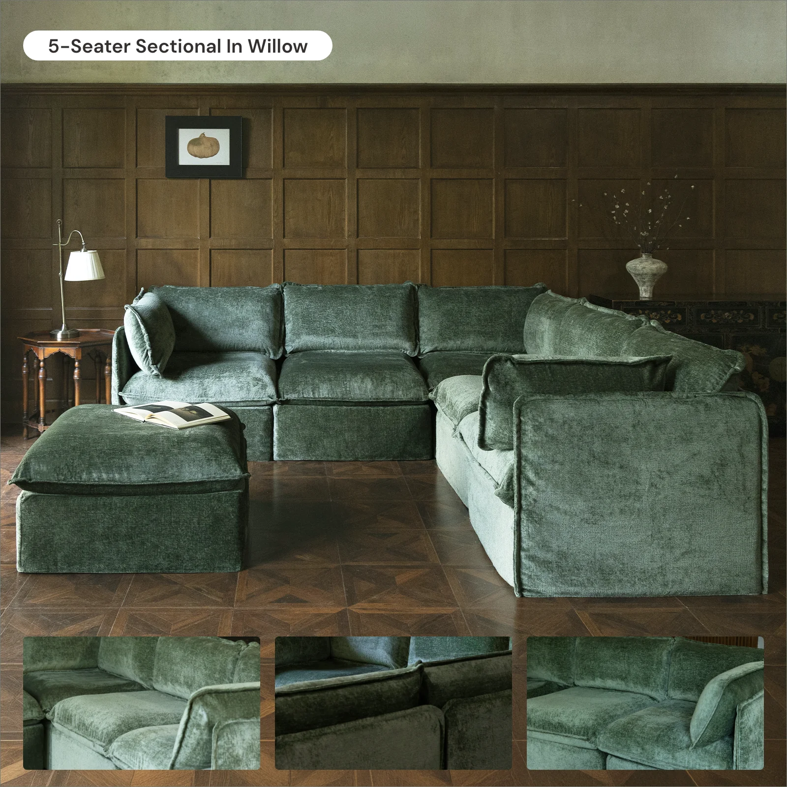 Anabei Washable Modular 4-Seater Corner Sectional in Willow - Green - Image 7