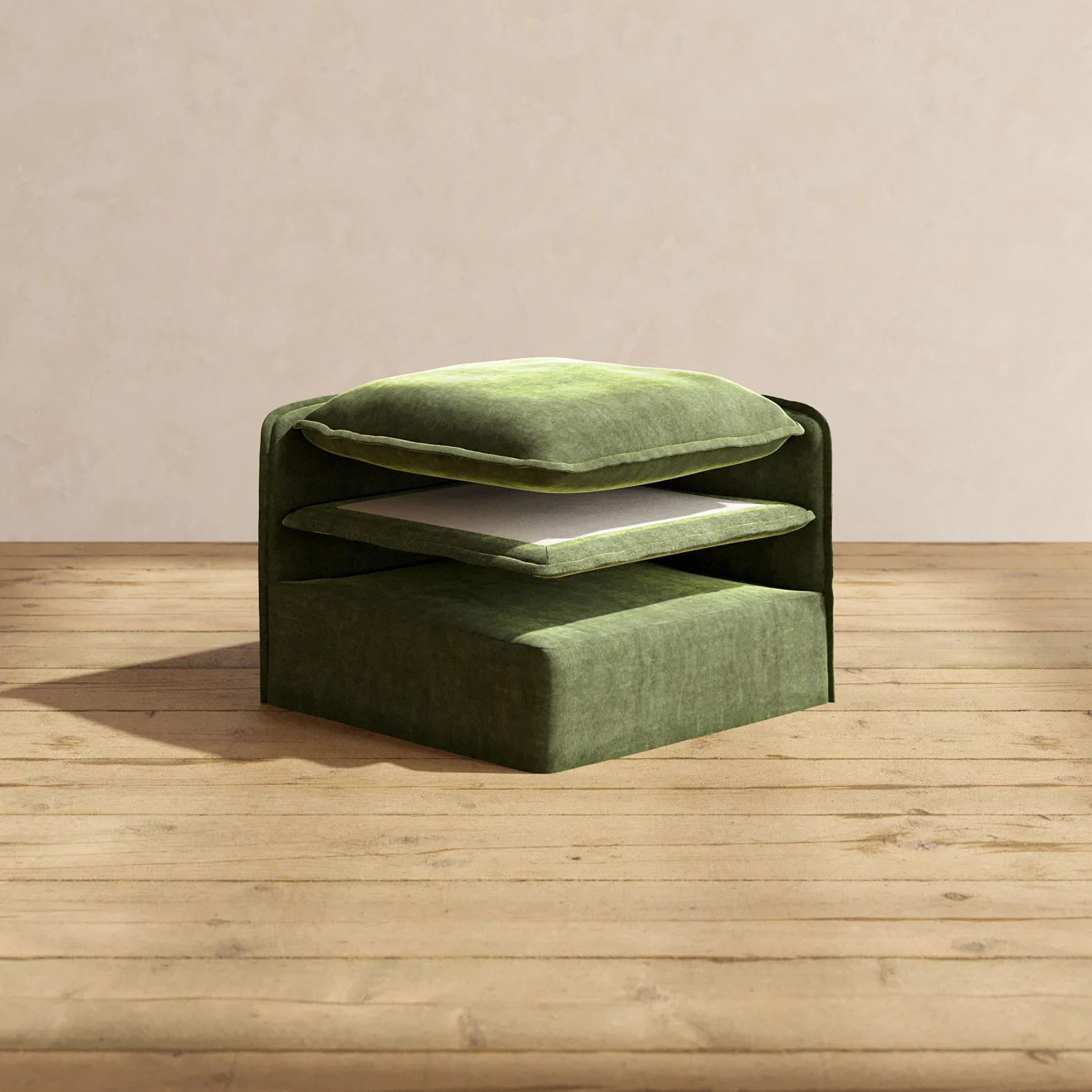 Elevate Comfort Layer Set for 4-Seater Corner Sectional | Luxury Velvet in Olive