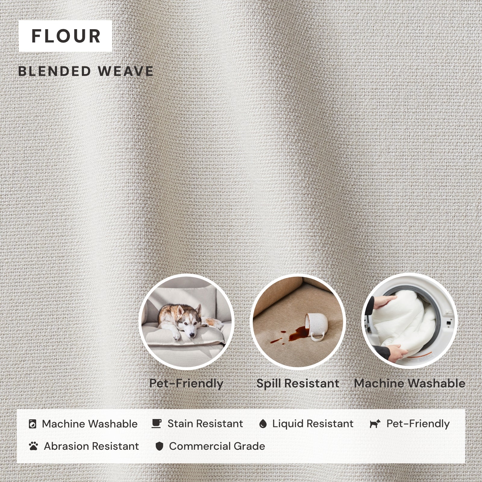 Elevate Comfort Layer Set for 5-Seater Open-Ends Corner Sectional | Blended Weave in Flour - Image 6