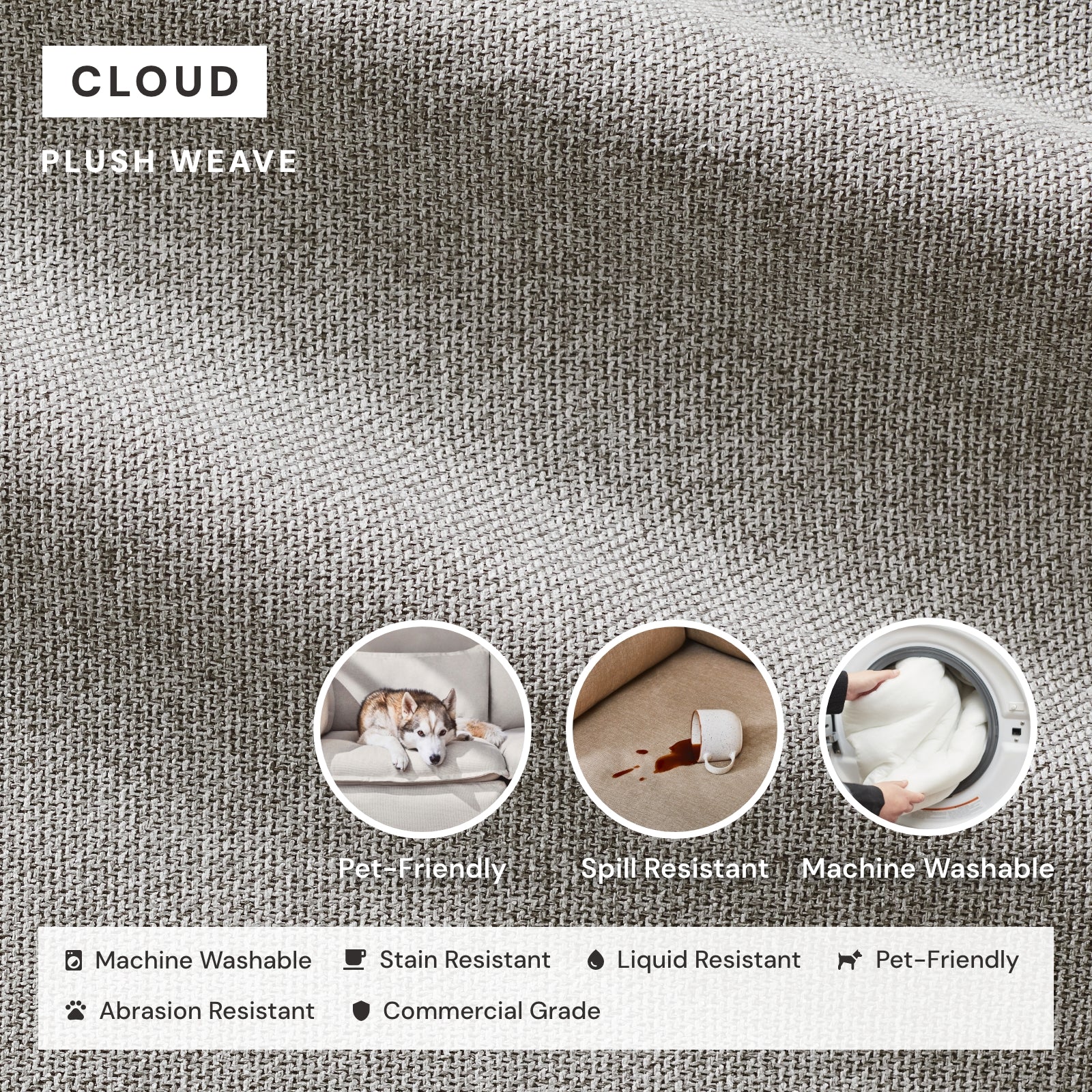 Elevate Comfort Layer Set for 7-Seater Corner Sectional + Bench Ottoman | Plush Weave in Cloud - Image 6