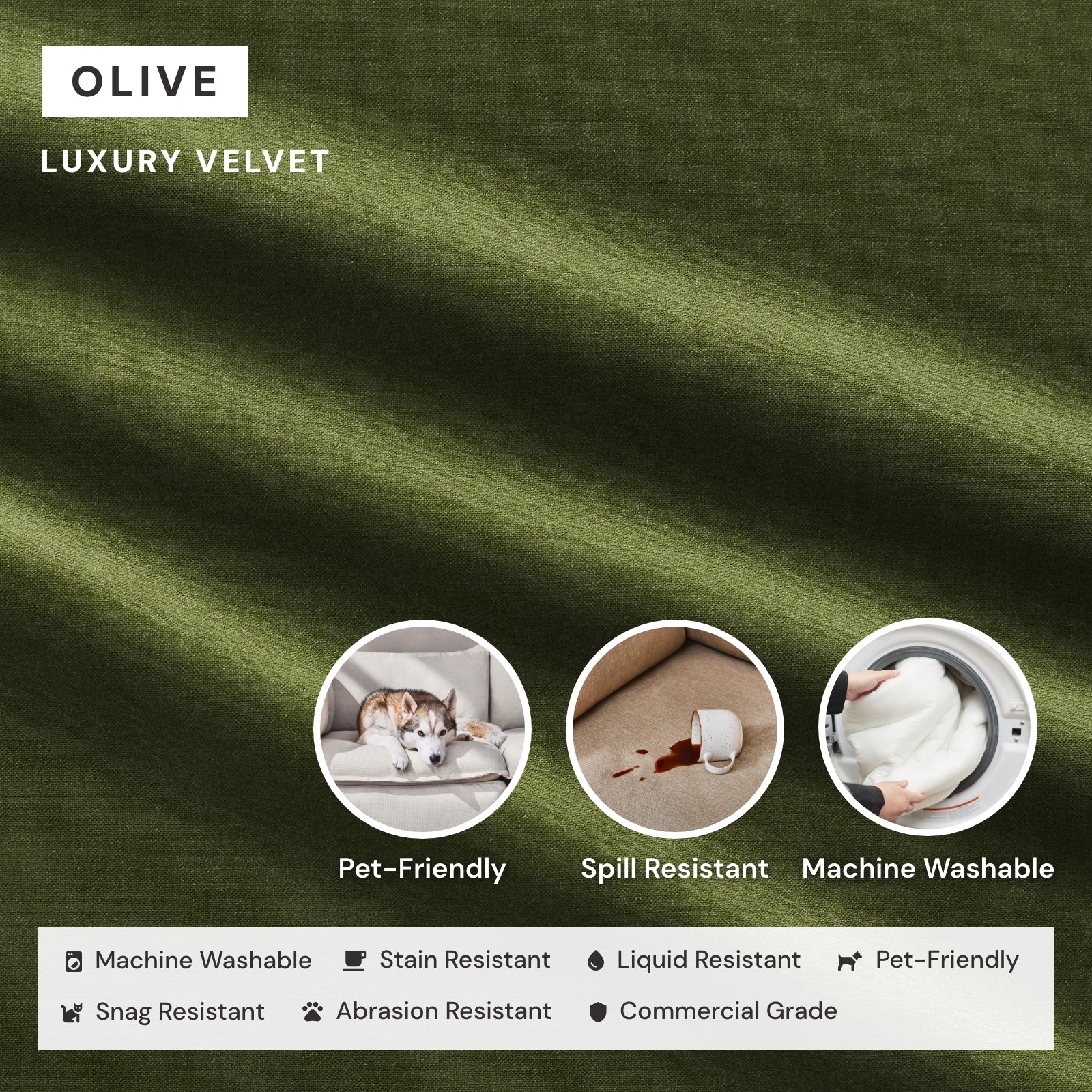 Elevate Comfort Layer Set for 9-Seater U-Sectional + Bench Ottoman | Luxury Velvet in Olive - Image 6