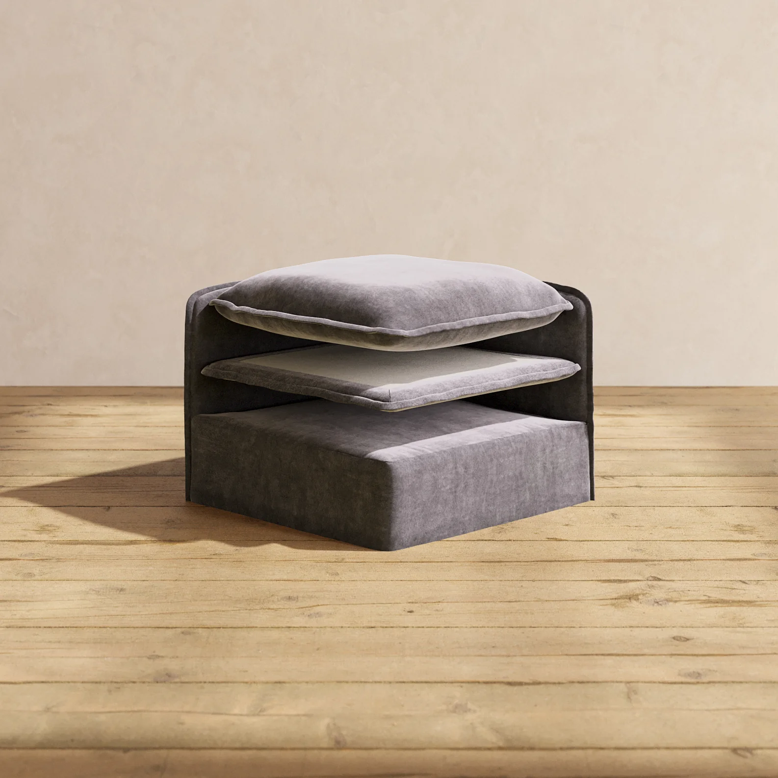 Elevate Comfort Layer Set for Ottoman | Luxury Velvet in Cinder