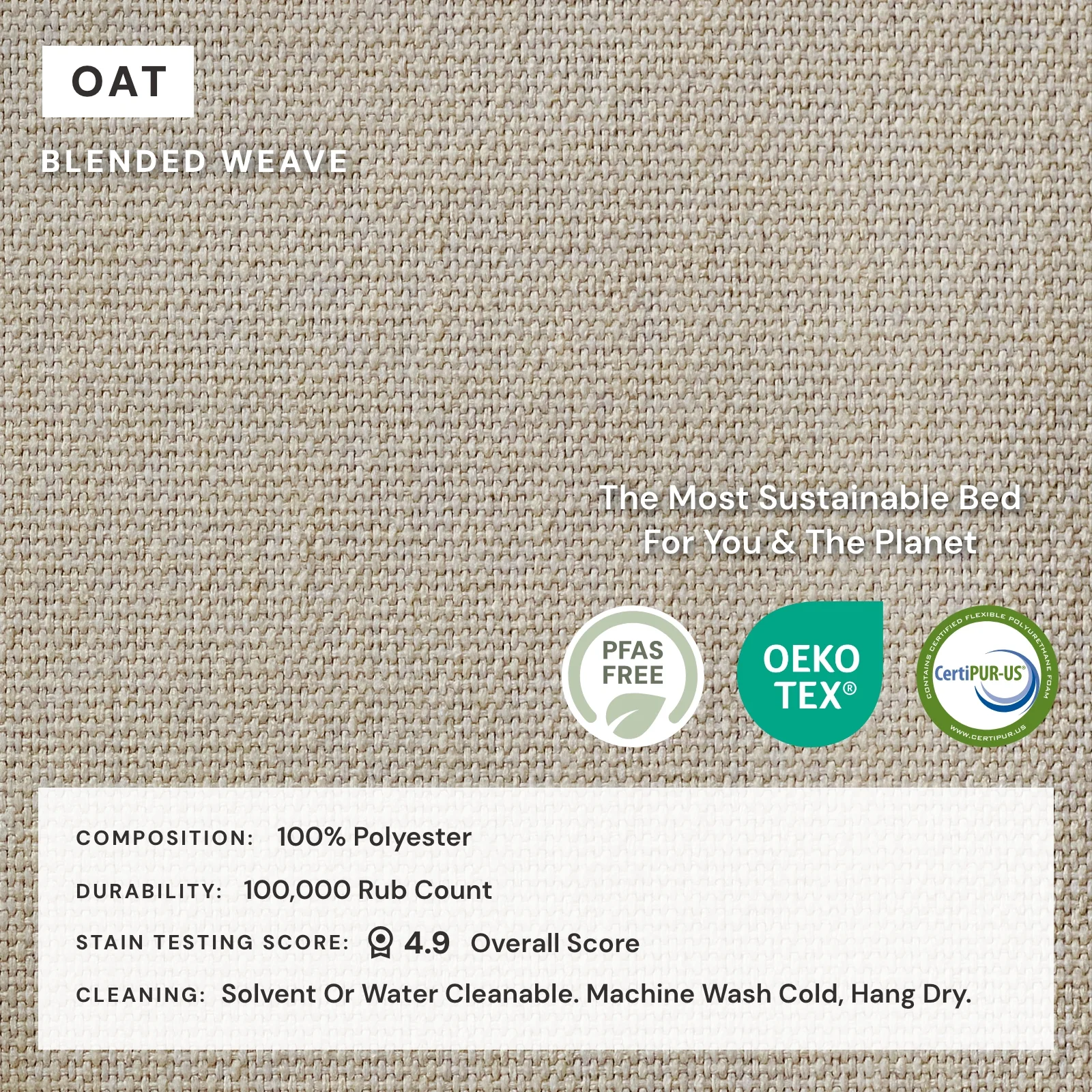 King Upholstered Platform Bed + Headboard | Blended Weave in Oat - Image 4