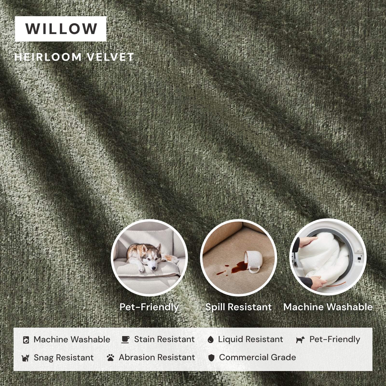 King Upholstered Platform Bed | Heirloom Velvet in Willow - Image 3