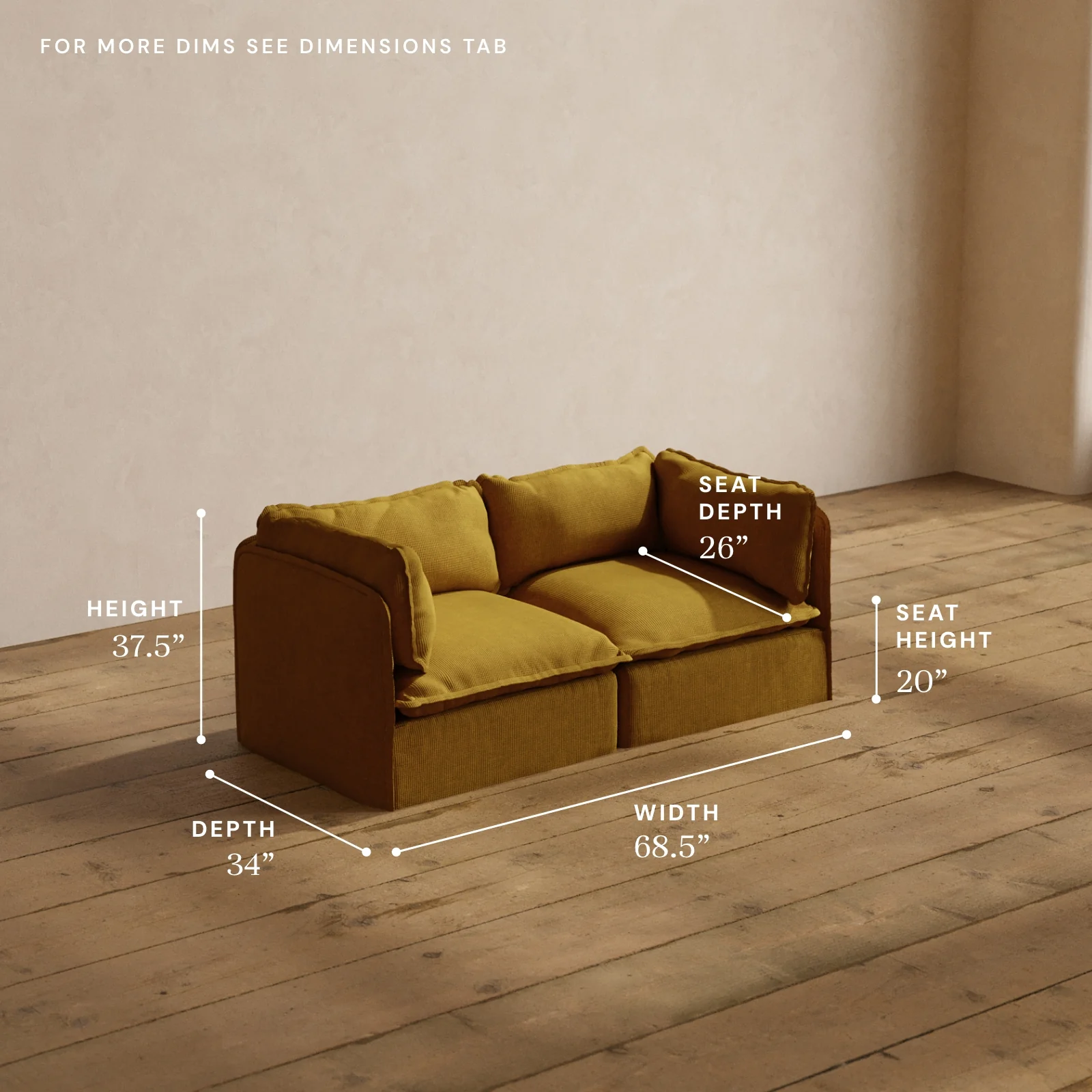 Modular Washable 2-Seater in Kiiro | Memorix+ Seat | Contour Pillow - Image 5