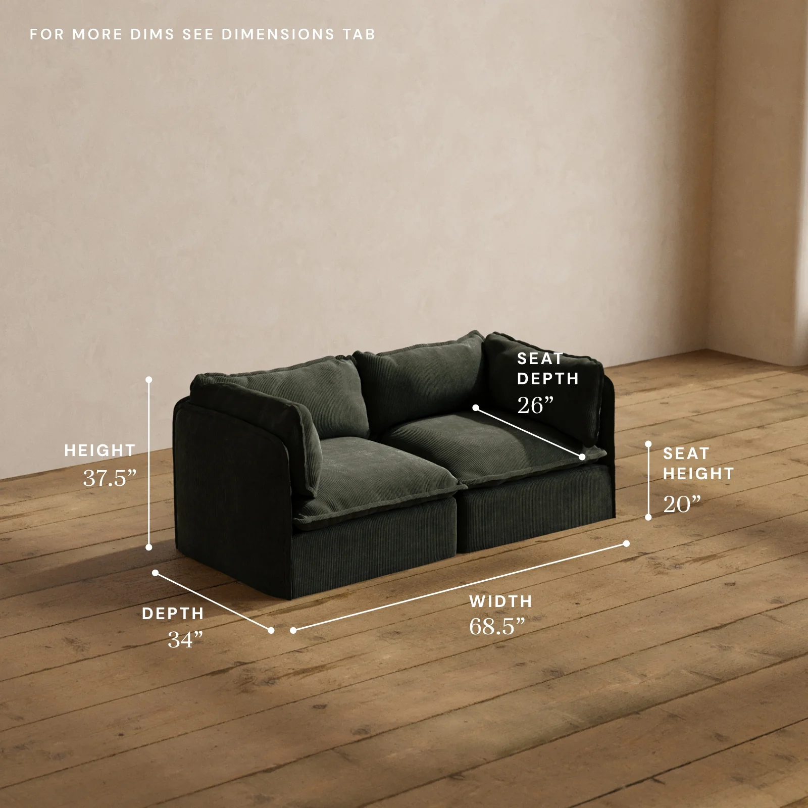Modular Washable 2-Seater in Olivine | Memorix+ Seat | Contour Pillow - Image 5