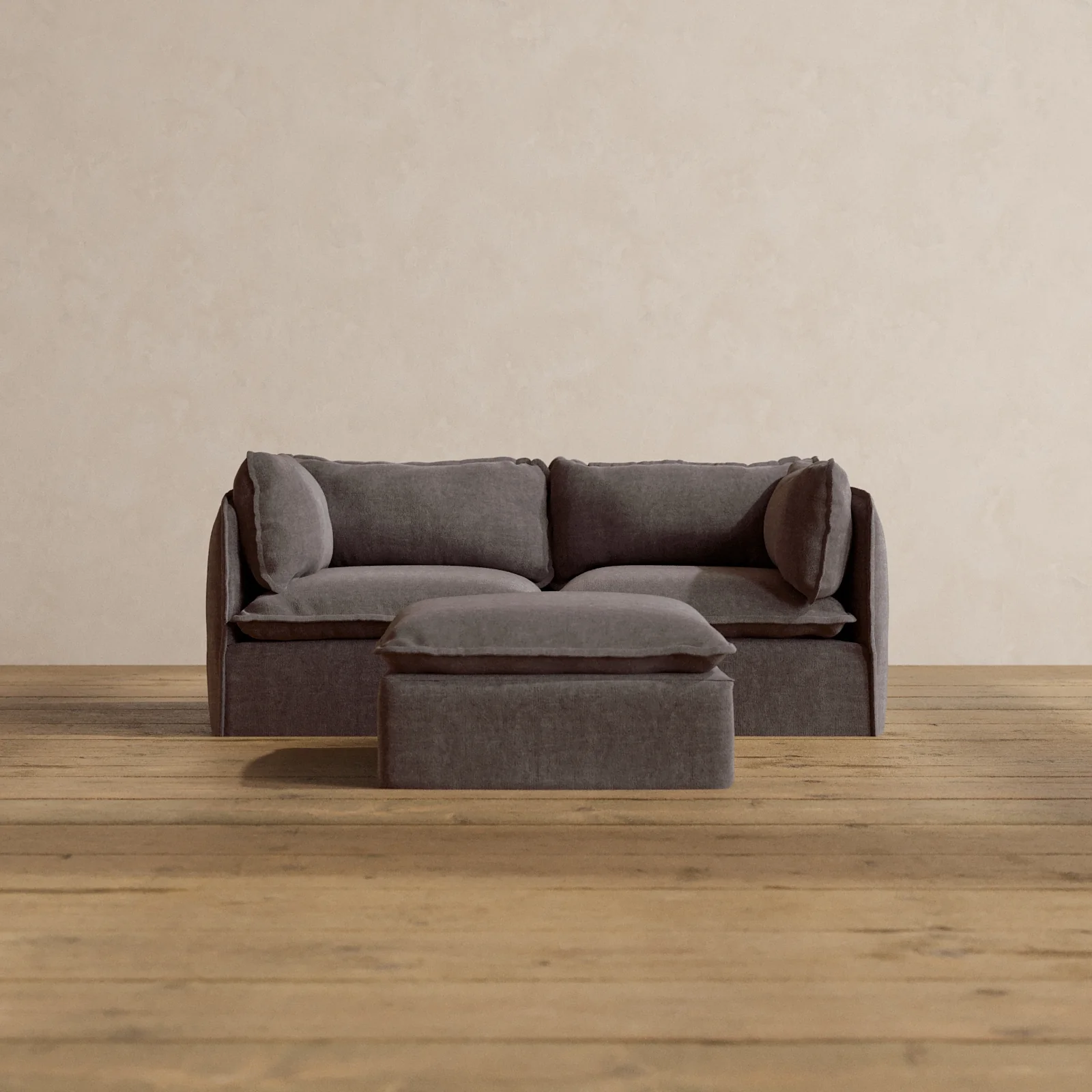 Modular Washable 2-Seater + Ottoman in Caviar | Memorix+ Seat | Contour Pillow