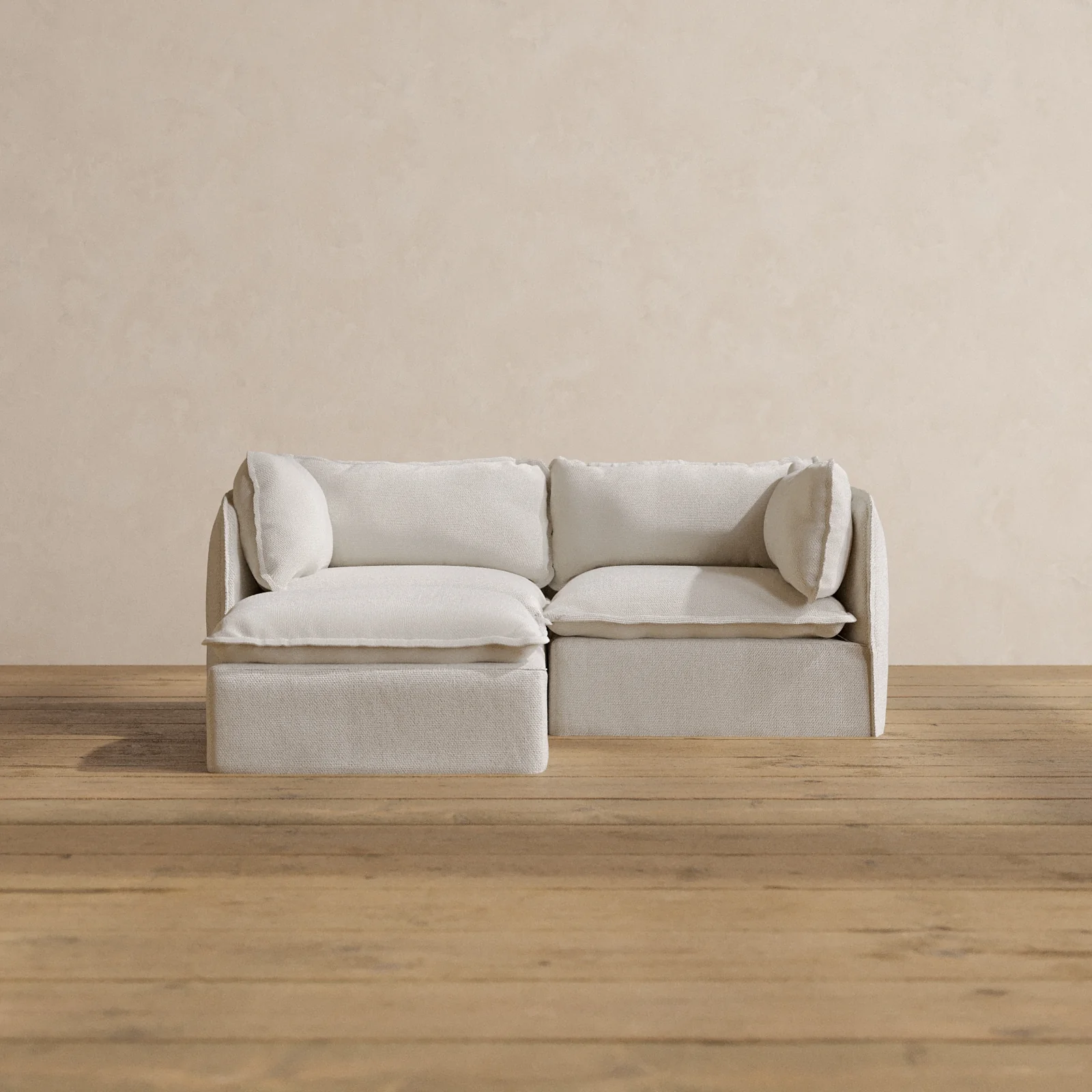 Modular Washable 2-Seater Sectional in Powder | Deluxe+ Seat | Cloud Pillow