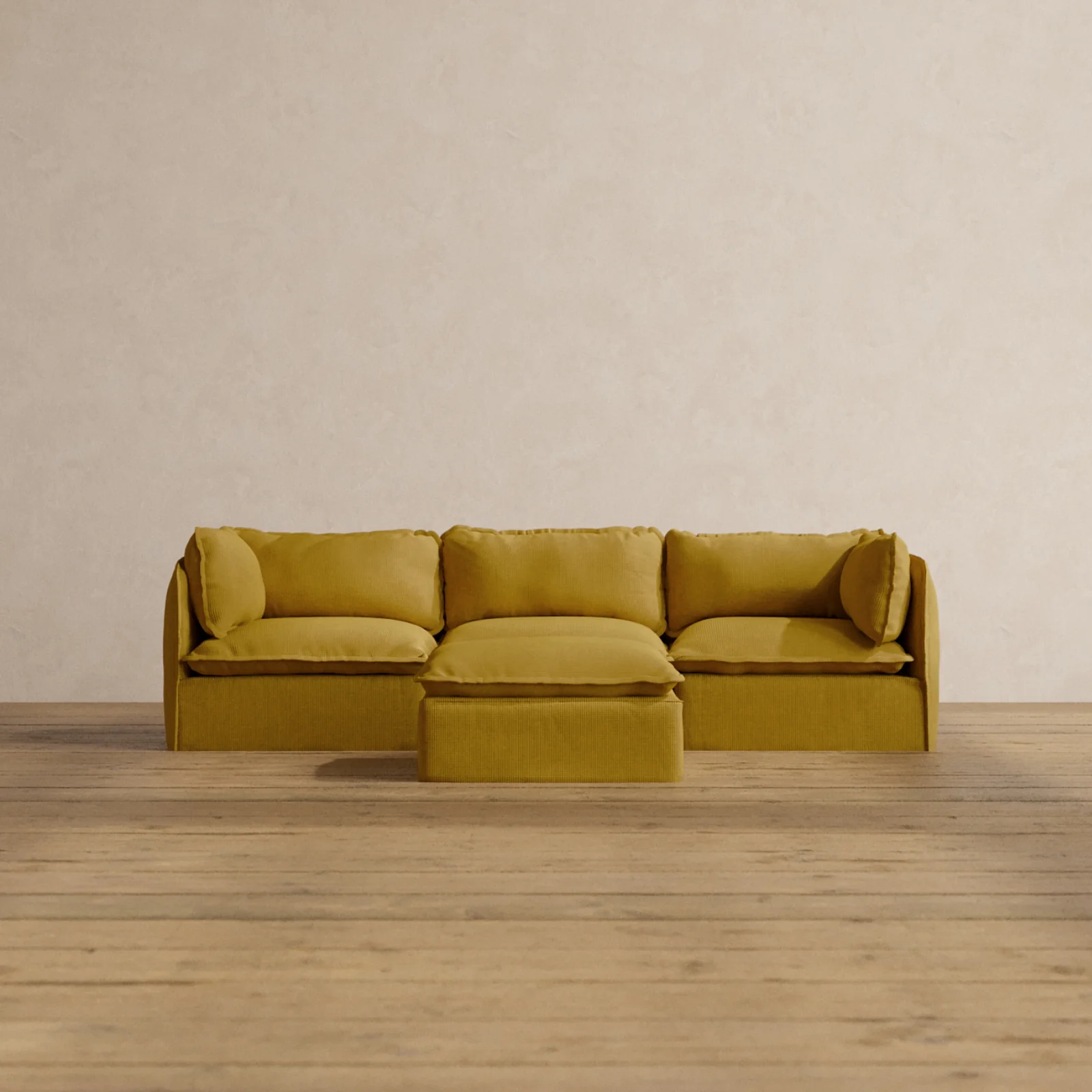 Modular Washable 3-Seater + Ottoman in Kiiro | Memorix+ Seat | Contour Pillow