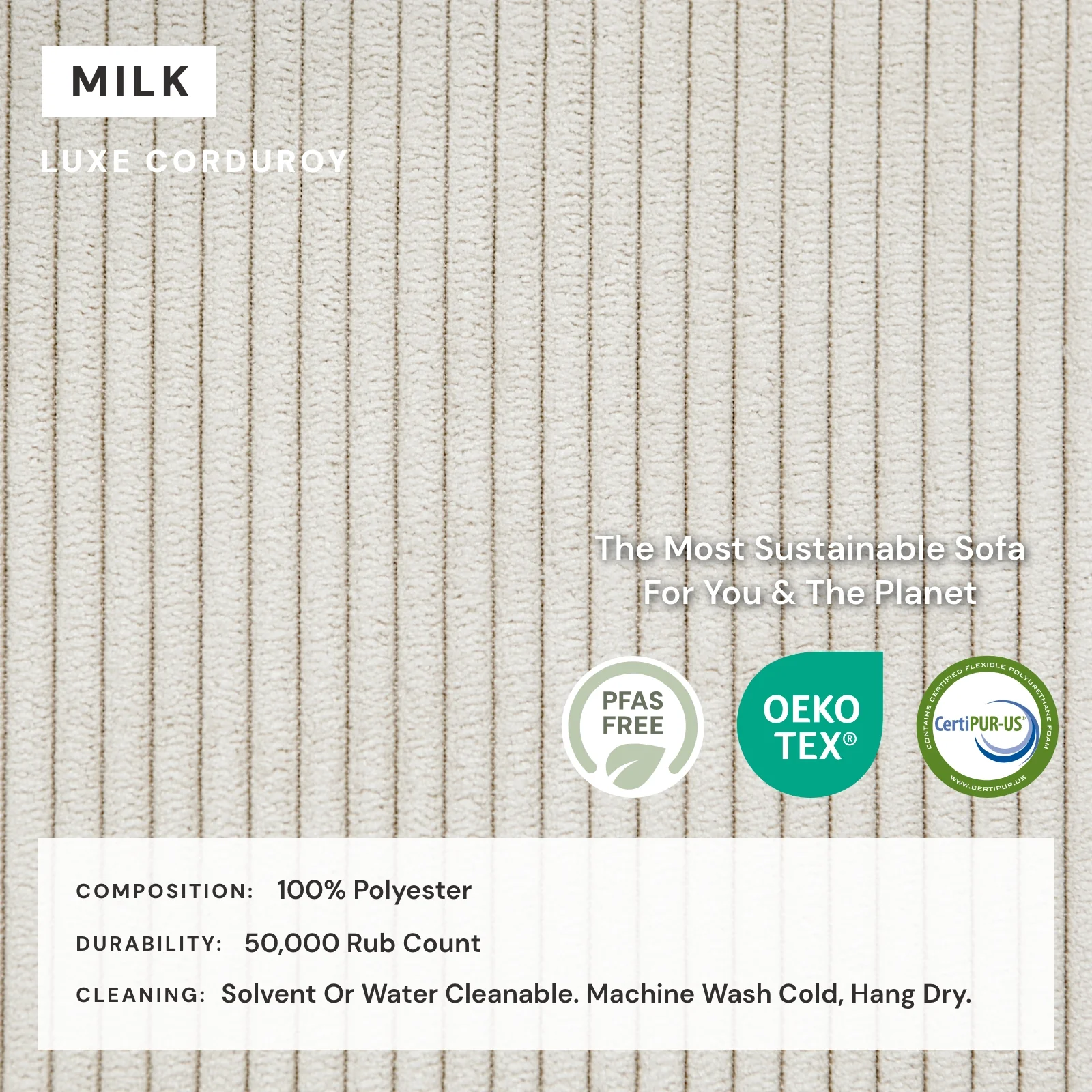 Modular Washable 3-Seater + Ottoman in Milk | Deluxe+ Seat | Cloud Pillow - Image 4
