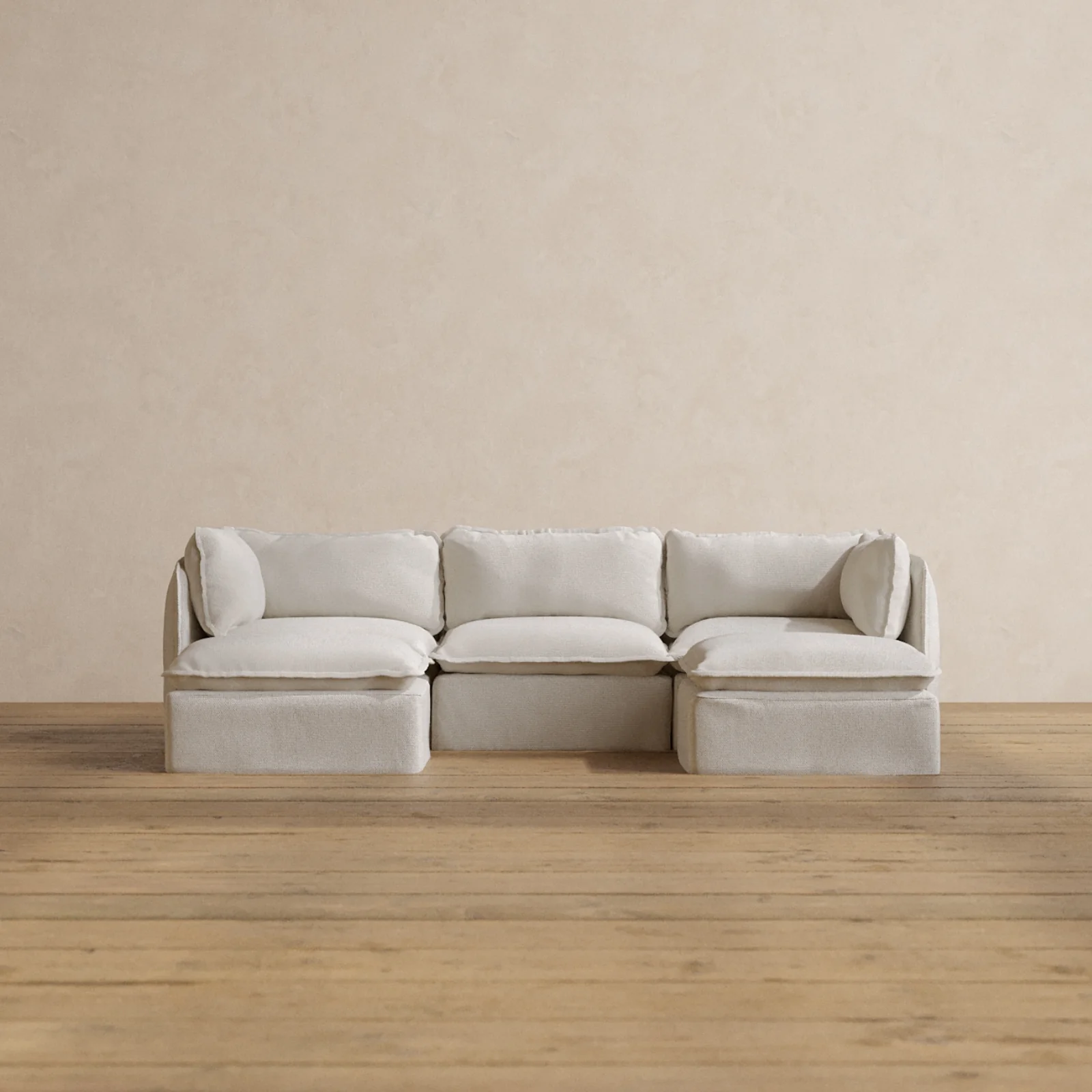 Modular Washable 3-Seater U-Sectional in Powder | Memorix+ Seat | Contour Pillow