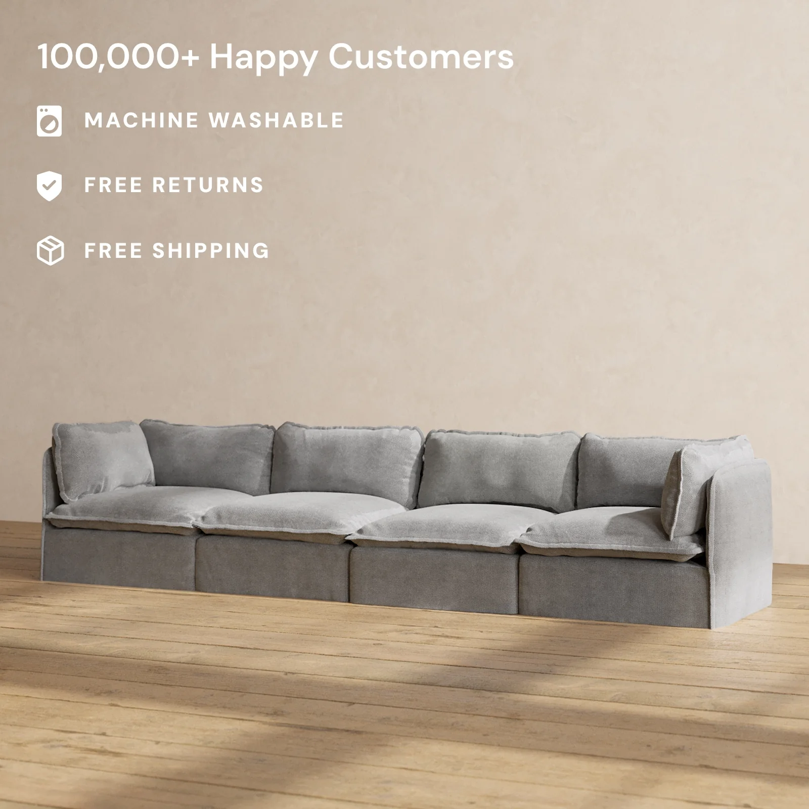 Modular Washable 4-Seater in Ash | Memorix+ Seat | Contour Pillow - Image 2