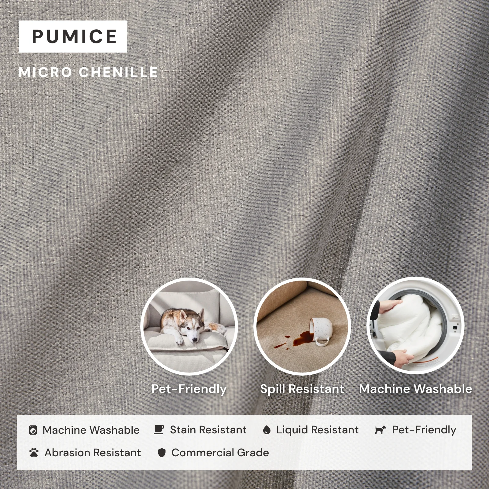 Modular Washable 4-Seater U-Sectional in Pumice | Memorix+ Seat | Contour Pillow - Image 3