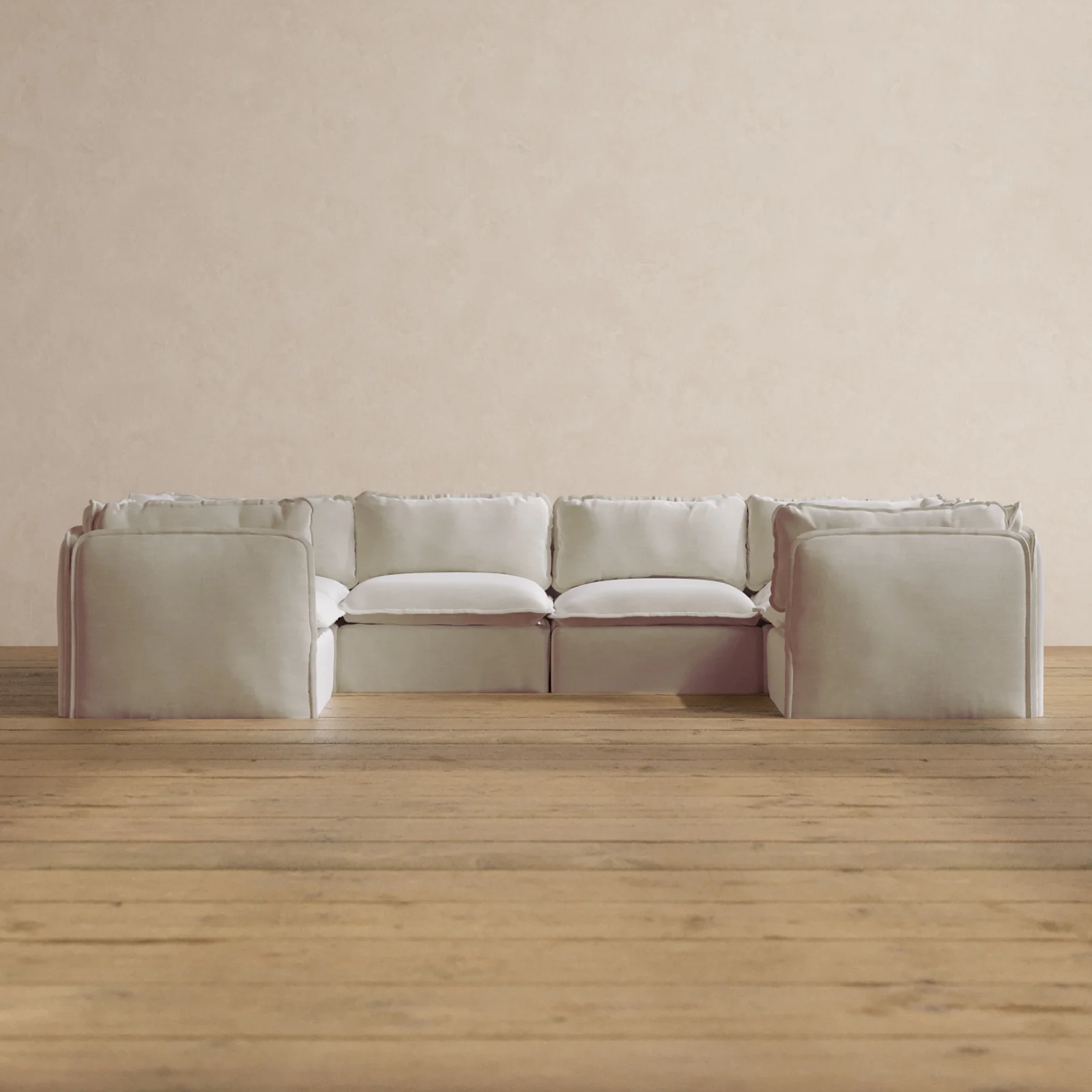 Modular Washable 6-Seater U-Sectional in Coco | Memorix+ Seat | Contour Pillow