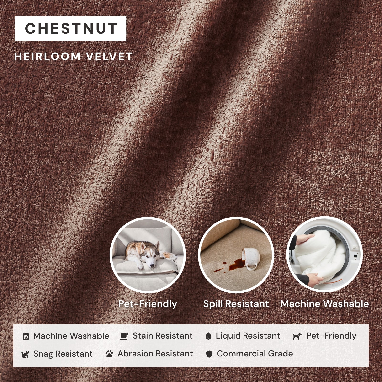 Modular Washable 7-Seater Corner Sectional in Chestnut | Deluxe+ Seat | Cloud Pillow - Image 3