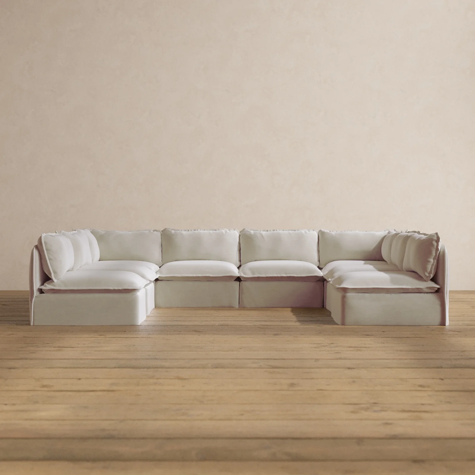Modular Washable 8-Seater Open-Ends U-Sectional in Coco | Memorix+ Seat | Contour Pillow