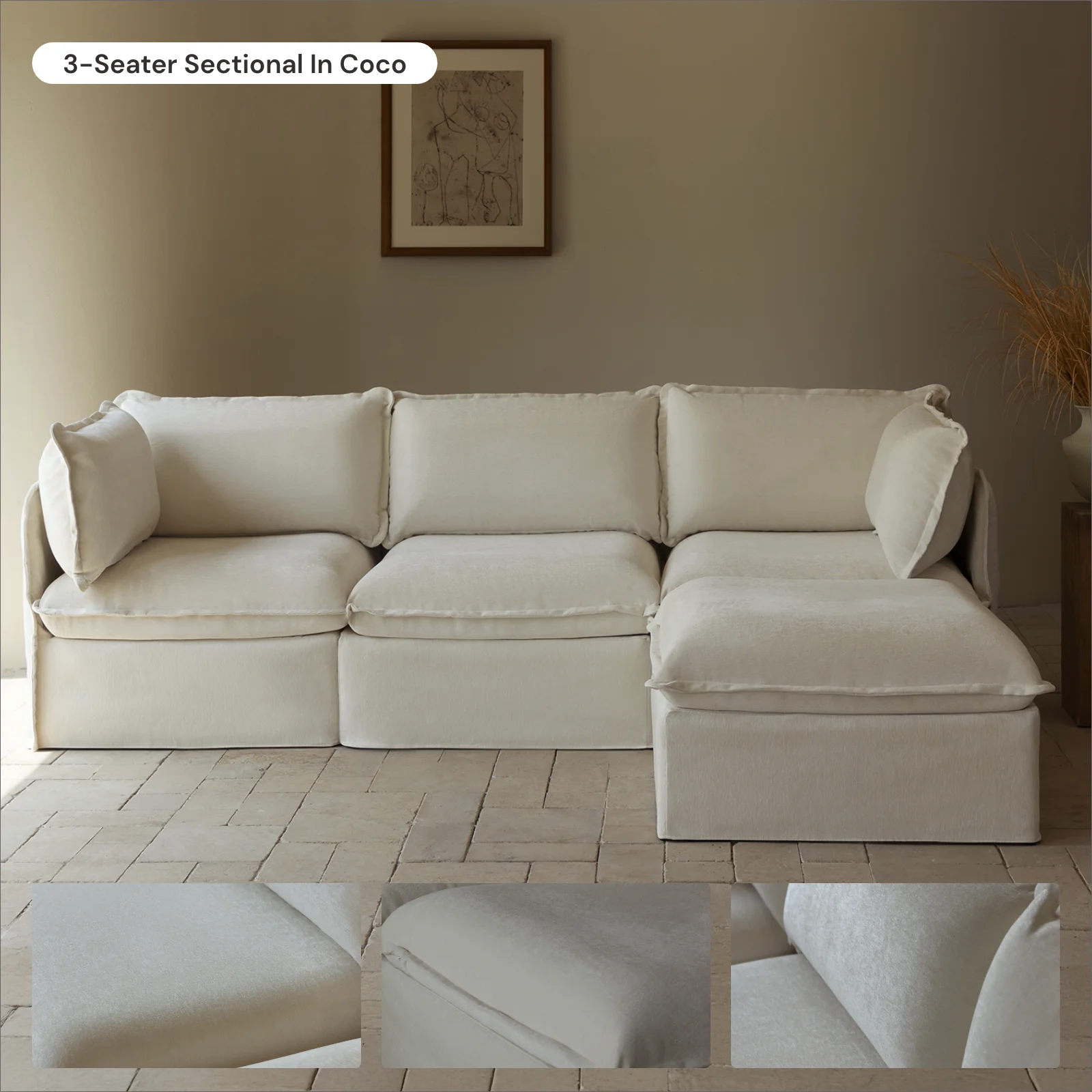 Modular Washable Armchair in Coco | Deluxe+ Seat | Cloud Pillow - Image 7