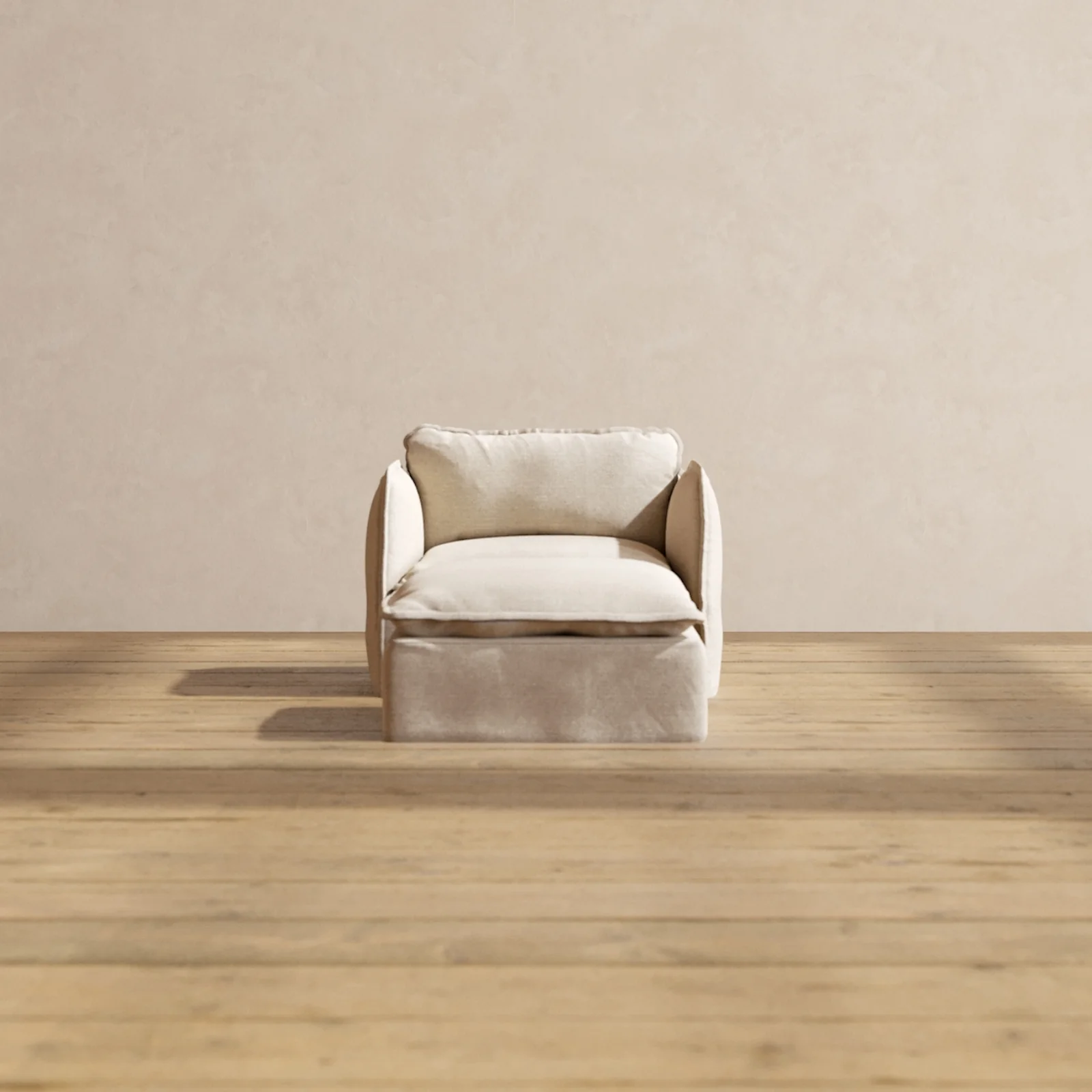 Modular Washable Armchair + Ottoman in Oat | Memorix+ Seat | Contour Pillow
