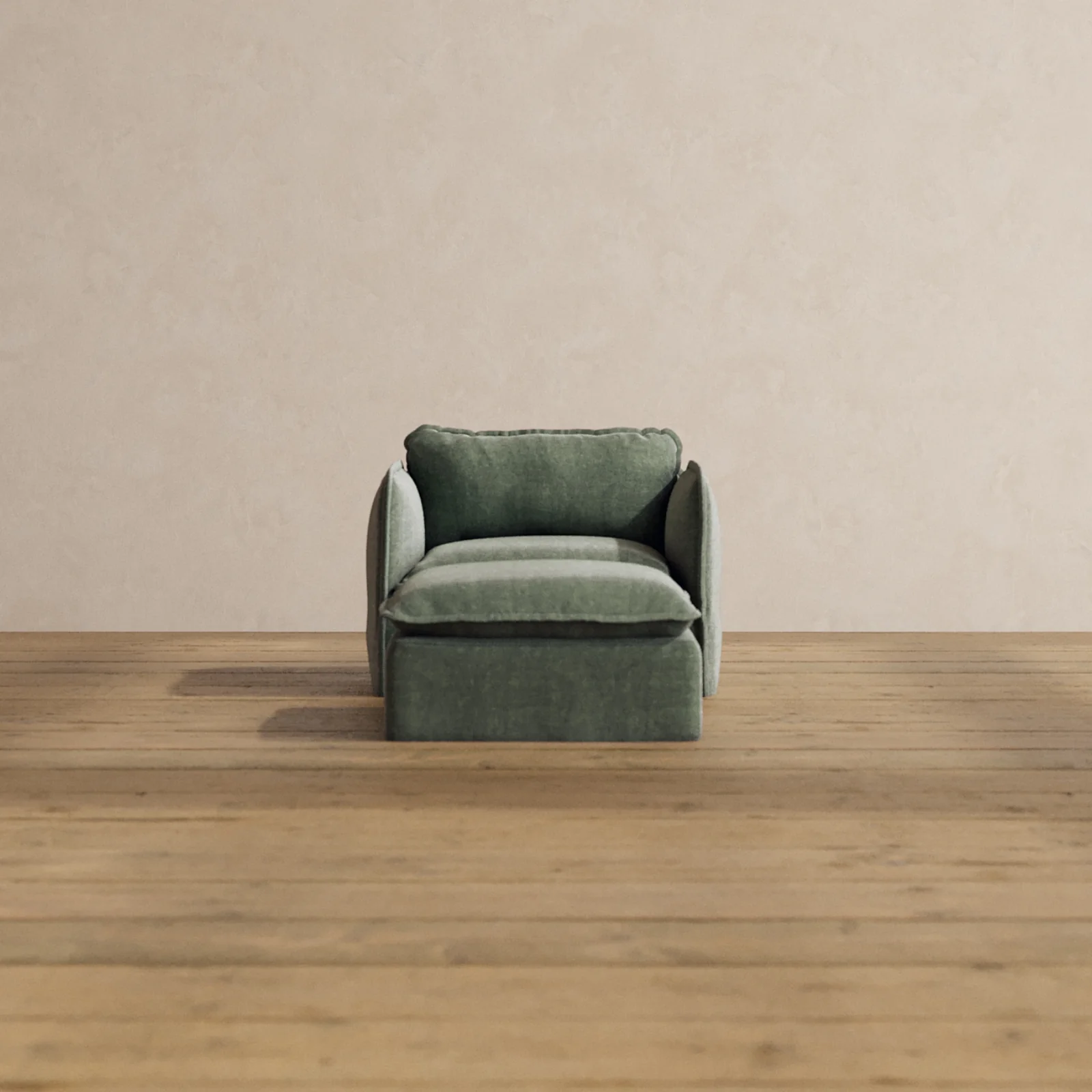 Modular Washable Armchair + Ottoman in Willow | Deluxe+ Seat | Cloud Pillow