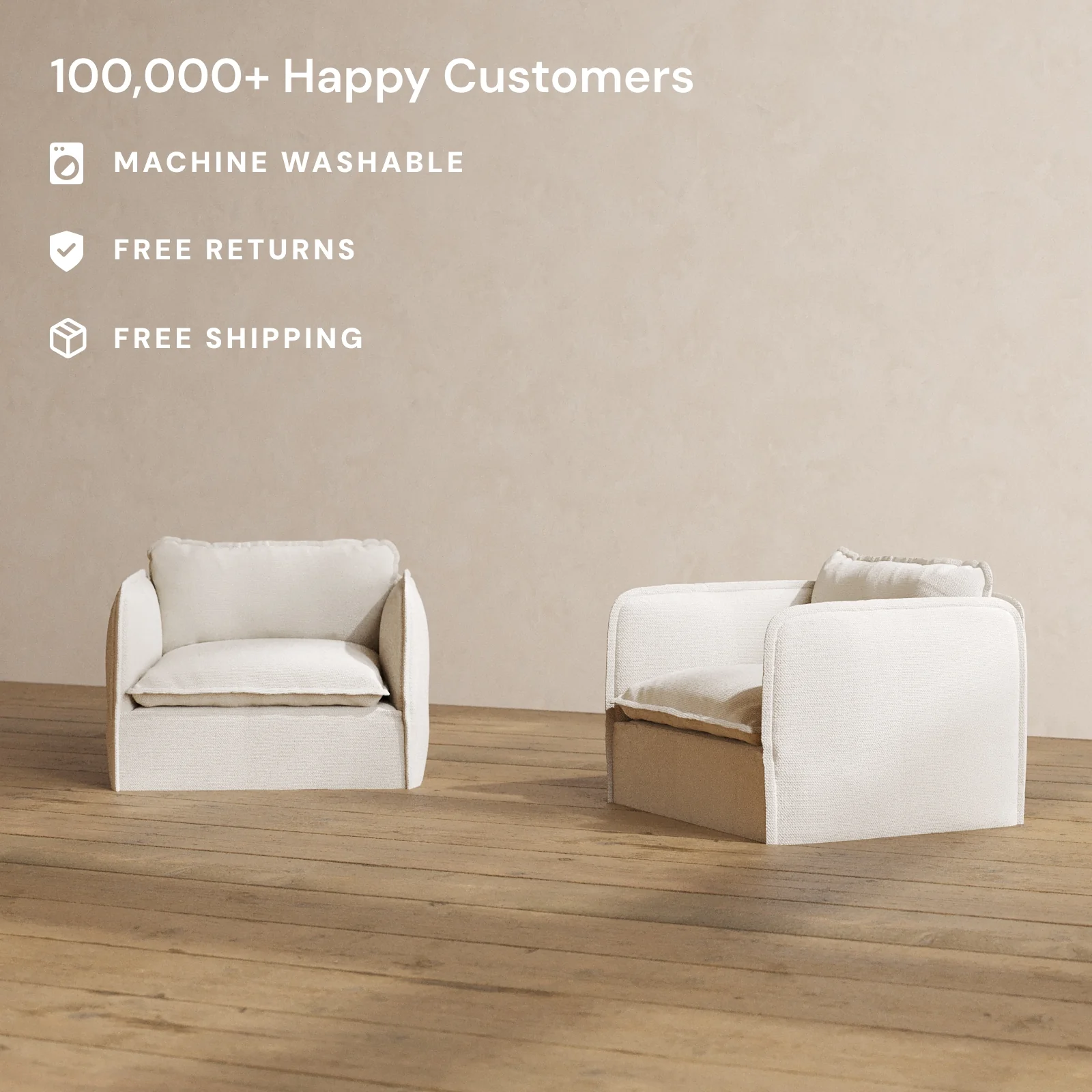 Modular Washable Armchair Set in Powder | Deluxe+ Seat | Cloud Pillow - Image 2