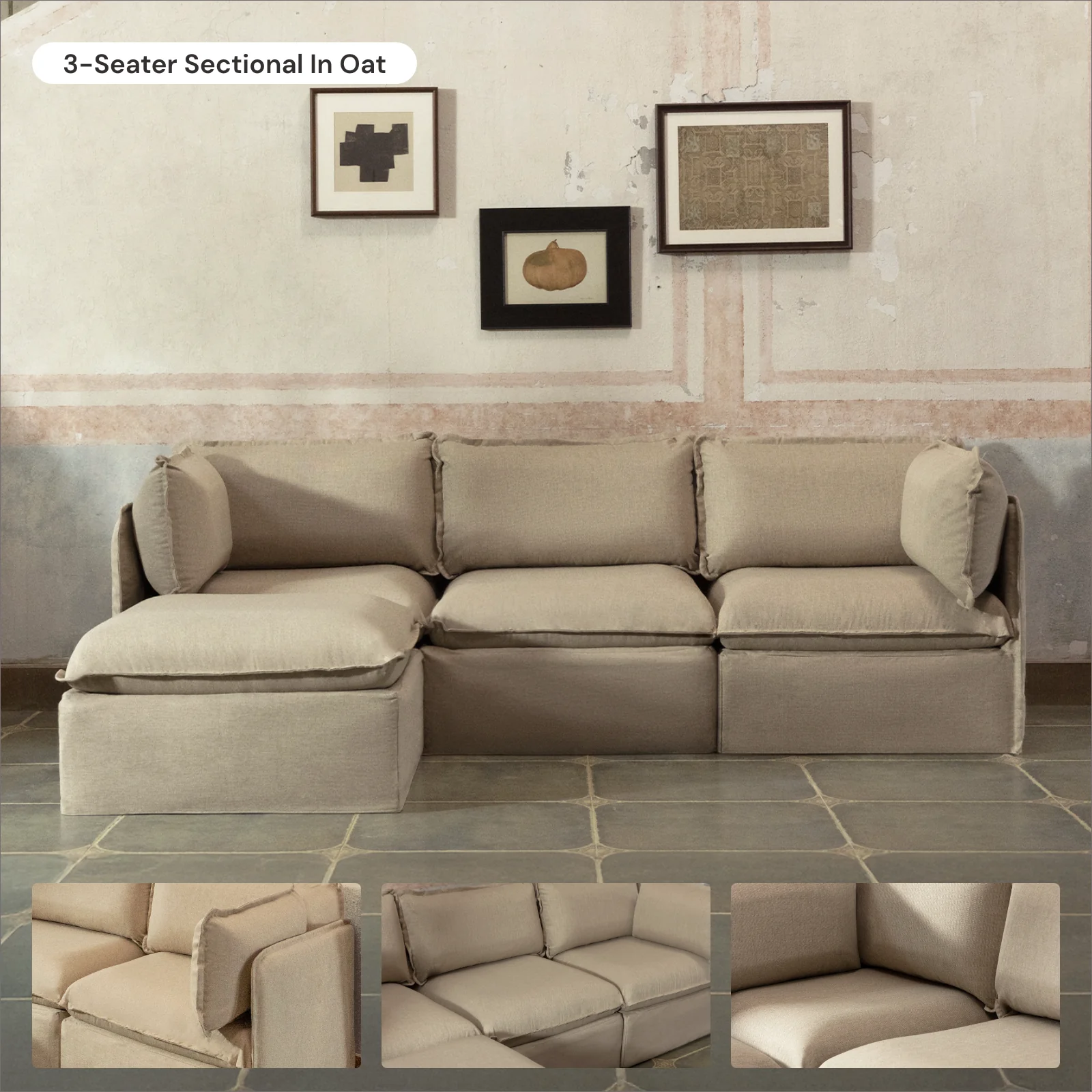Modular Washable Chaise Armchair in Oat | Memorix+ Seat | Contour Pillow - Image 7