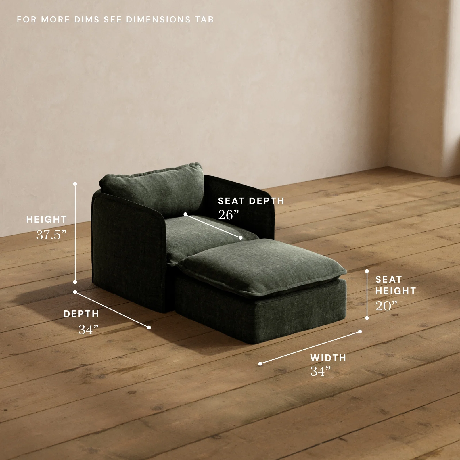 Modular Washable Chaise Armchair in Willow | Memorix+ Seat | Contour Pillow - Image 5