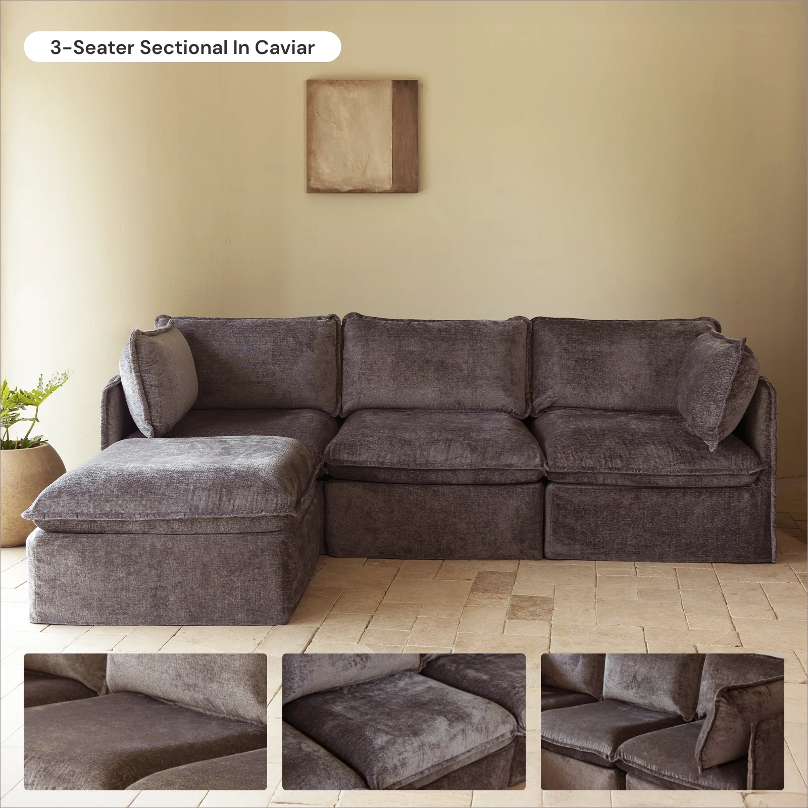 Modular Washable Corner Chair in Caviar | Deluxe+ Seat | Cloud Pillow - Image 7