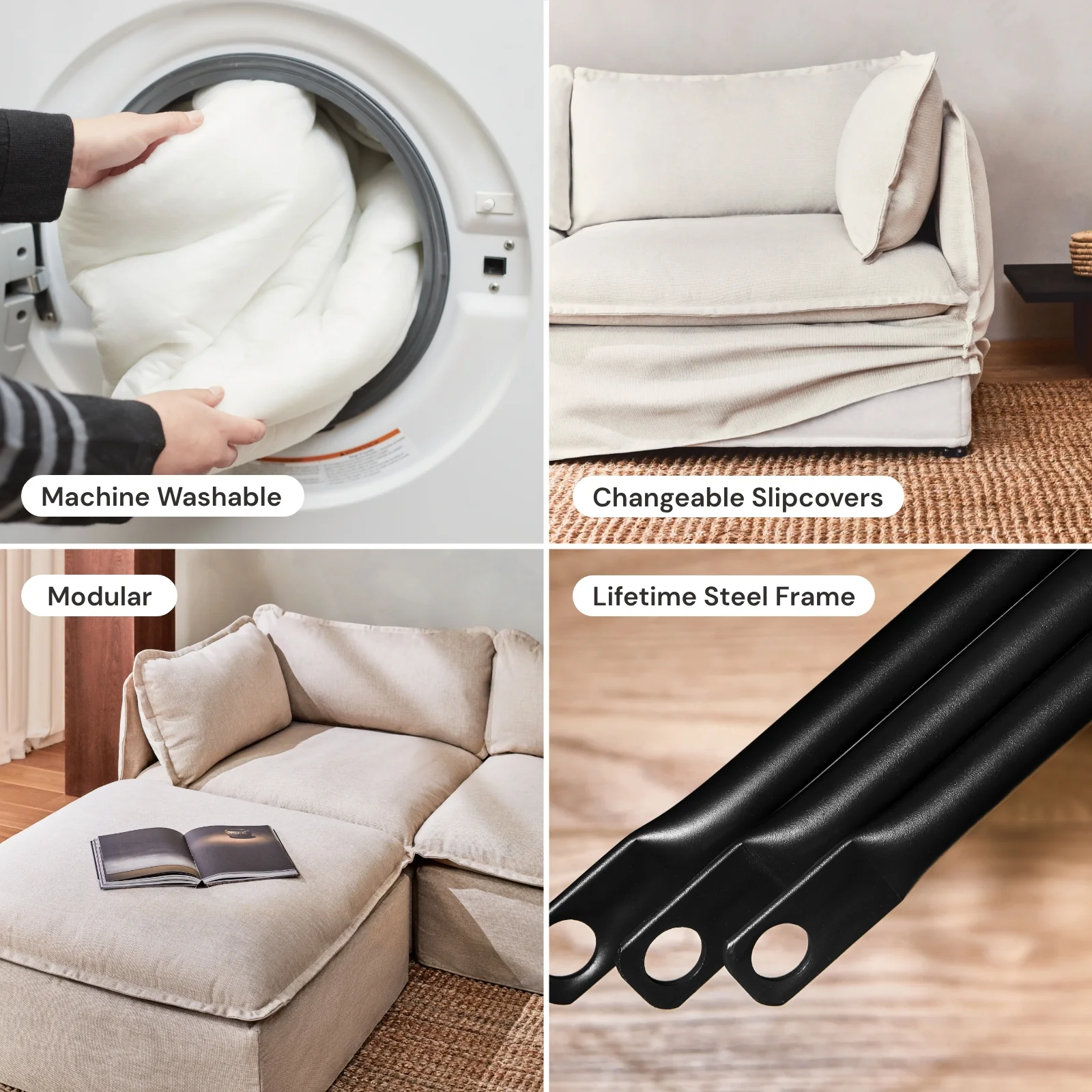 Modular Washable Ottoman in Ash | Deluxe+ Seat - Image 6