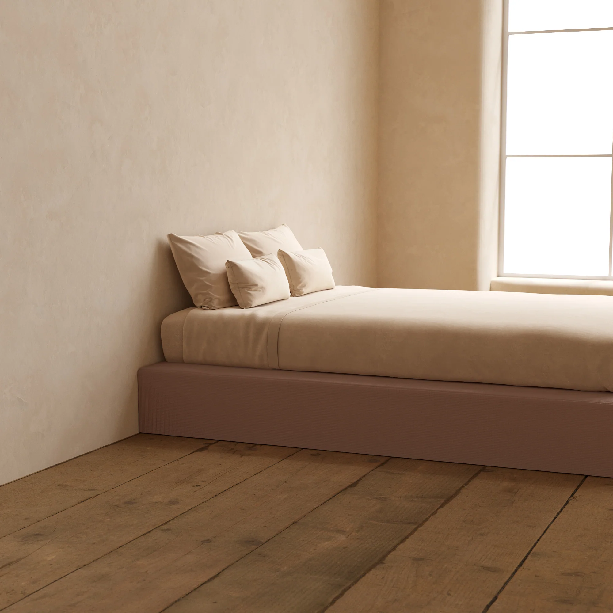 Queen Upholstered Platform Bed | Mizu Weave in Sakura - Image 7