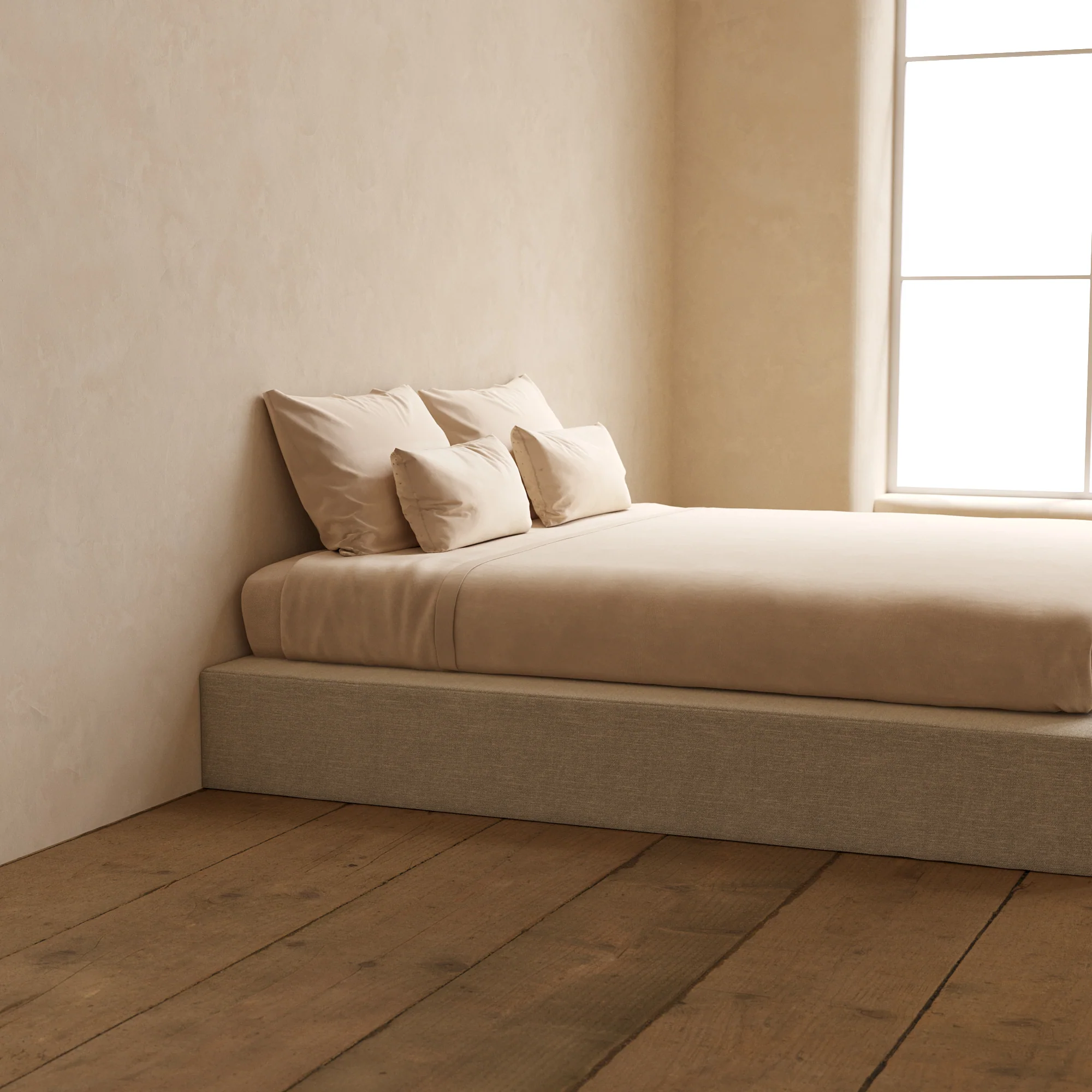 Slipcover Only - King Upholstered Platform Bed | Blended Weave in Oat - Image 5