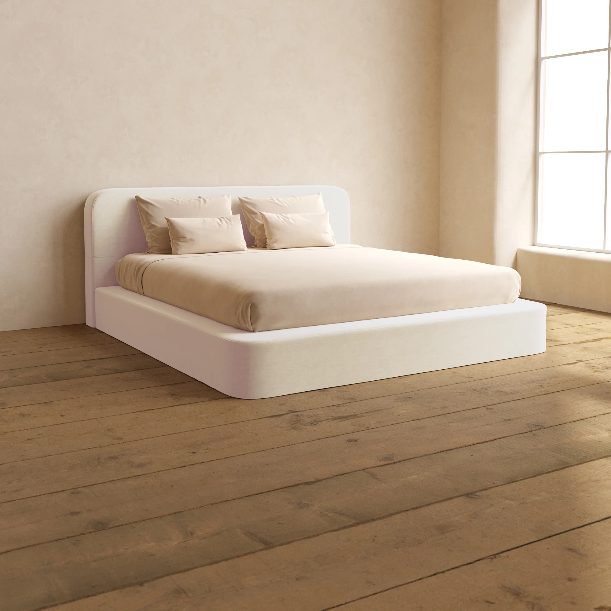 Slipcover Only - King Upholstered Platform Bed + Headboard | Mod Velvet in Coco