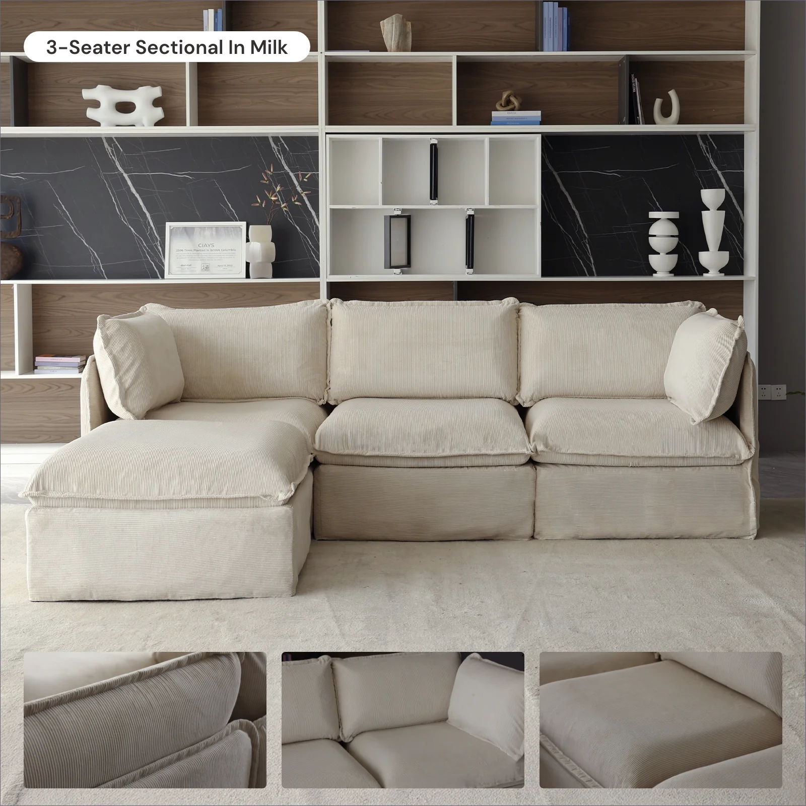 Slipcover Only - Modular Washable 2-Seater in Milk - Image 6