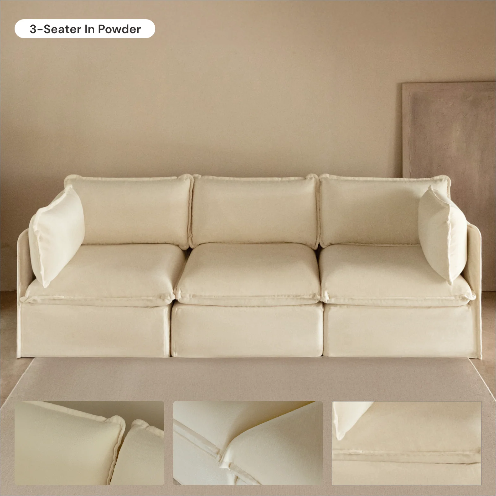 Slipcover Only - Modular Washable 2-Seater + Ottoman in Powder - Image 6