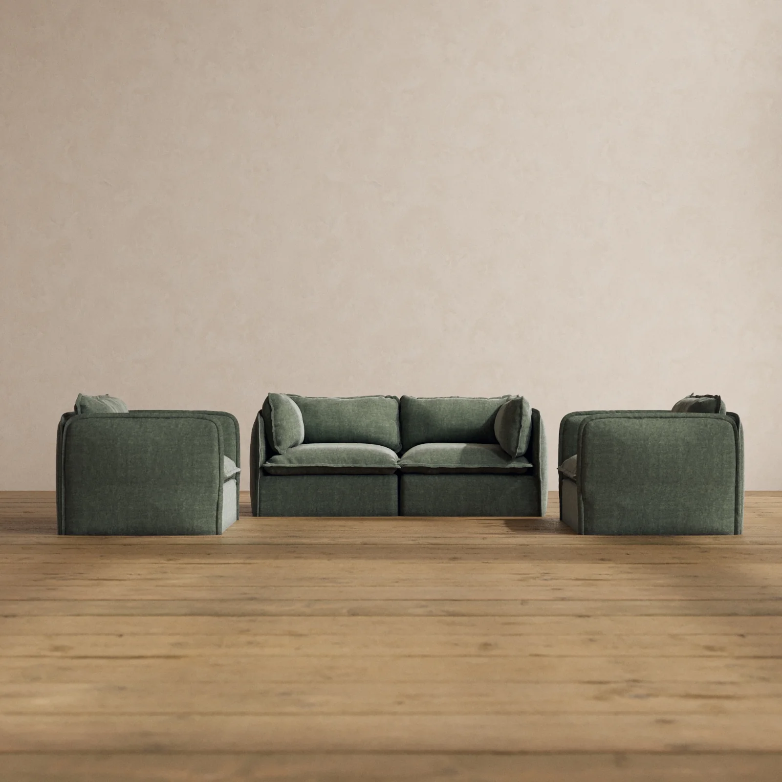 Slipcover Only - Modular Washable 2-Seater Sofa + Armchair Set in Willow