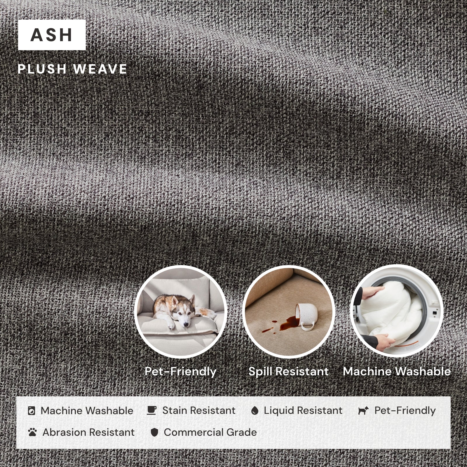 Slipcover Only - Modular Washable 3-Seater in Ash - Image 3