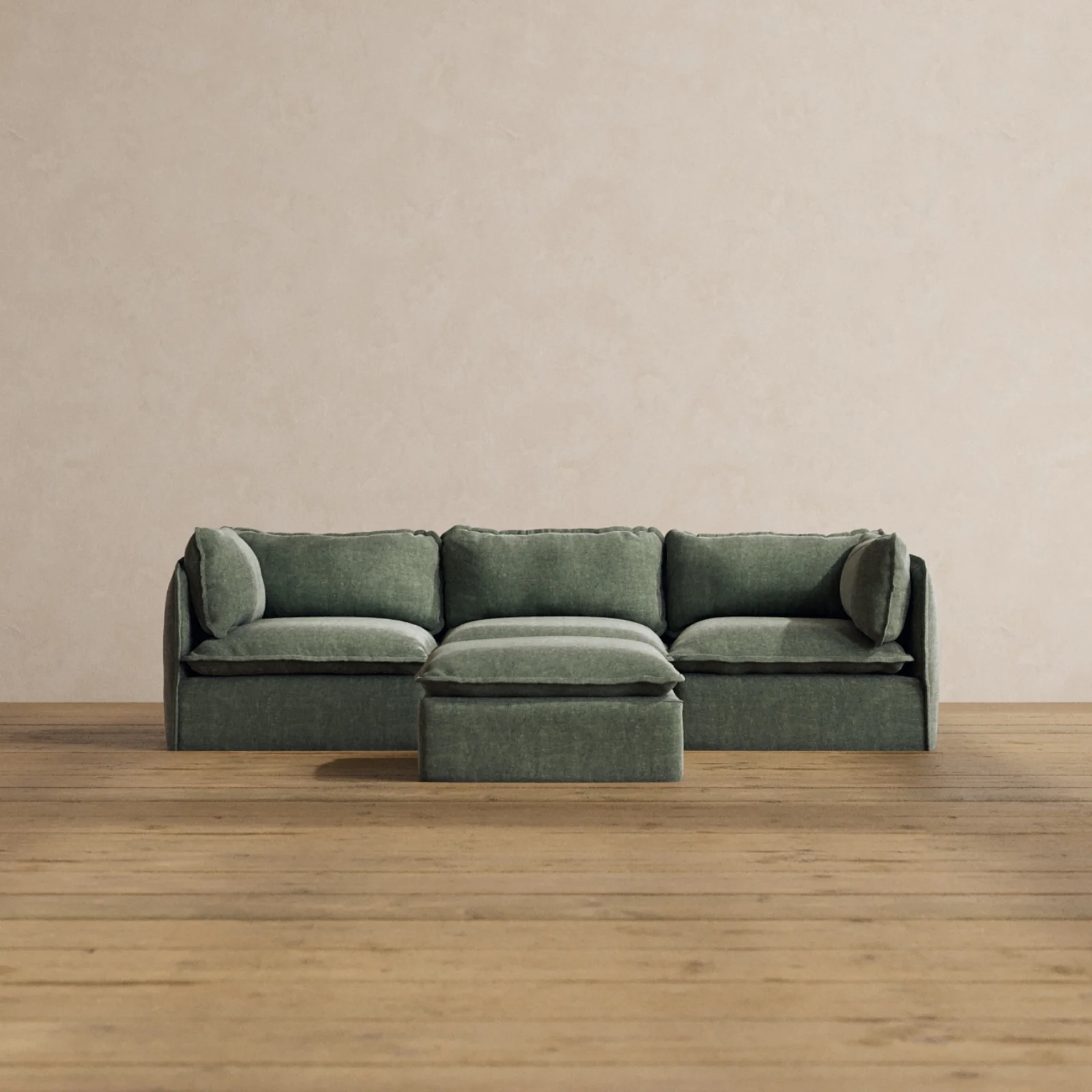 Slipcover Only - Modular Washable 3-Seater + Ottoman in Willow