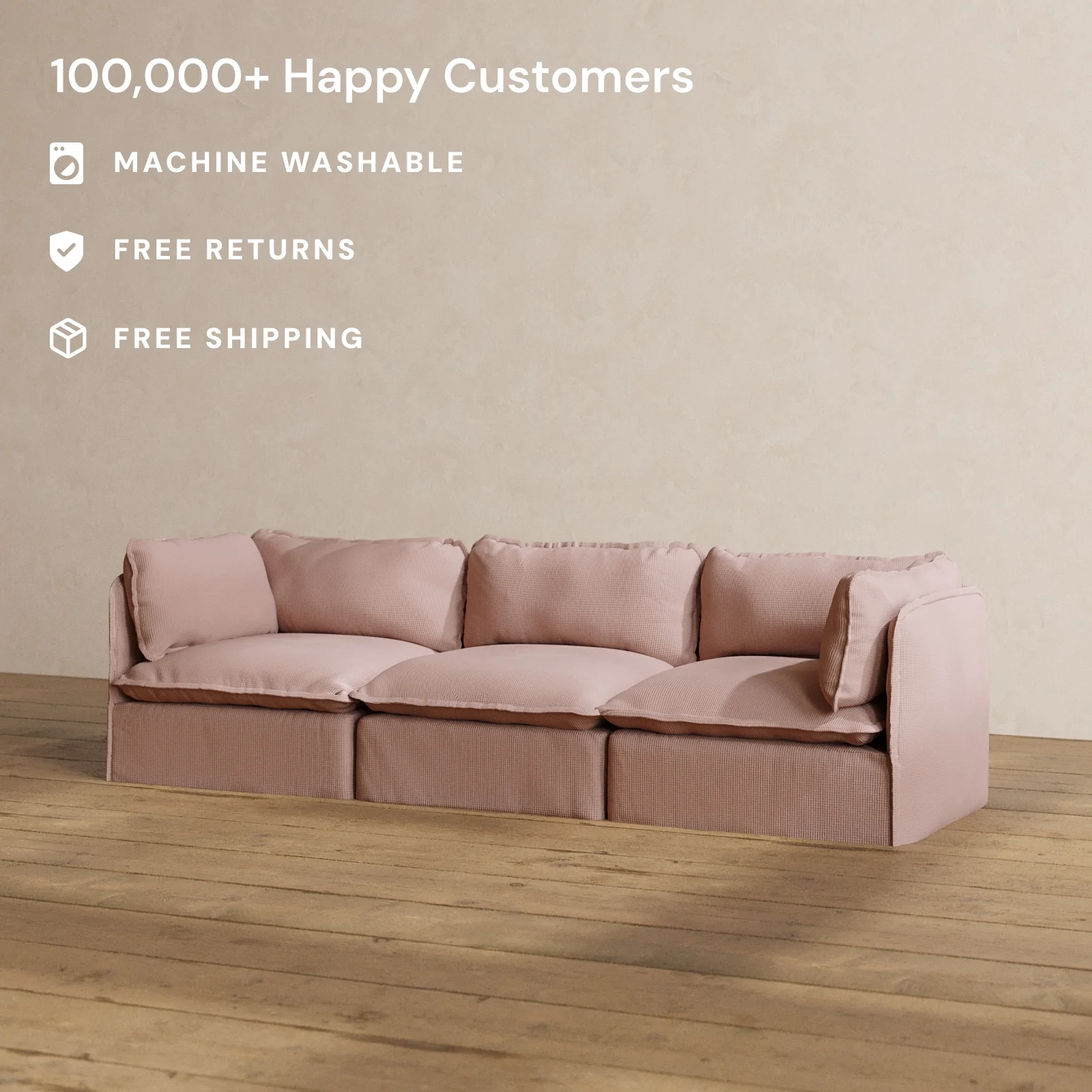 Slipcover Only - Modular Washable 3-Seater in Sakura - Image 2
