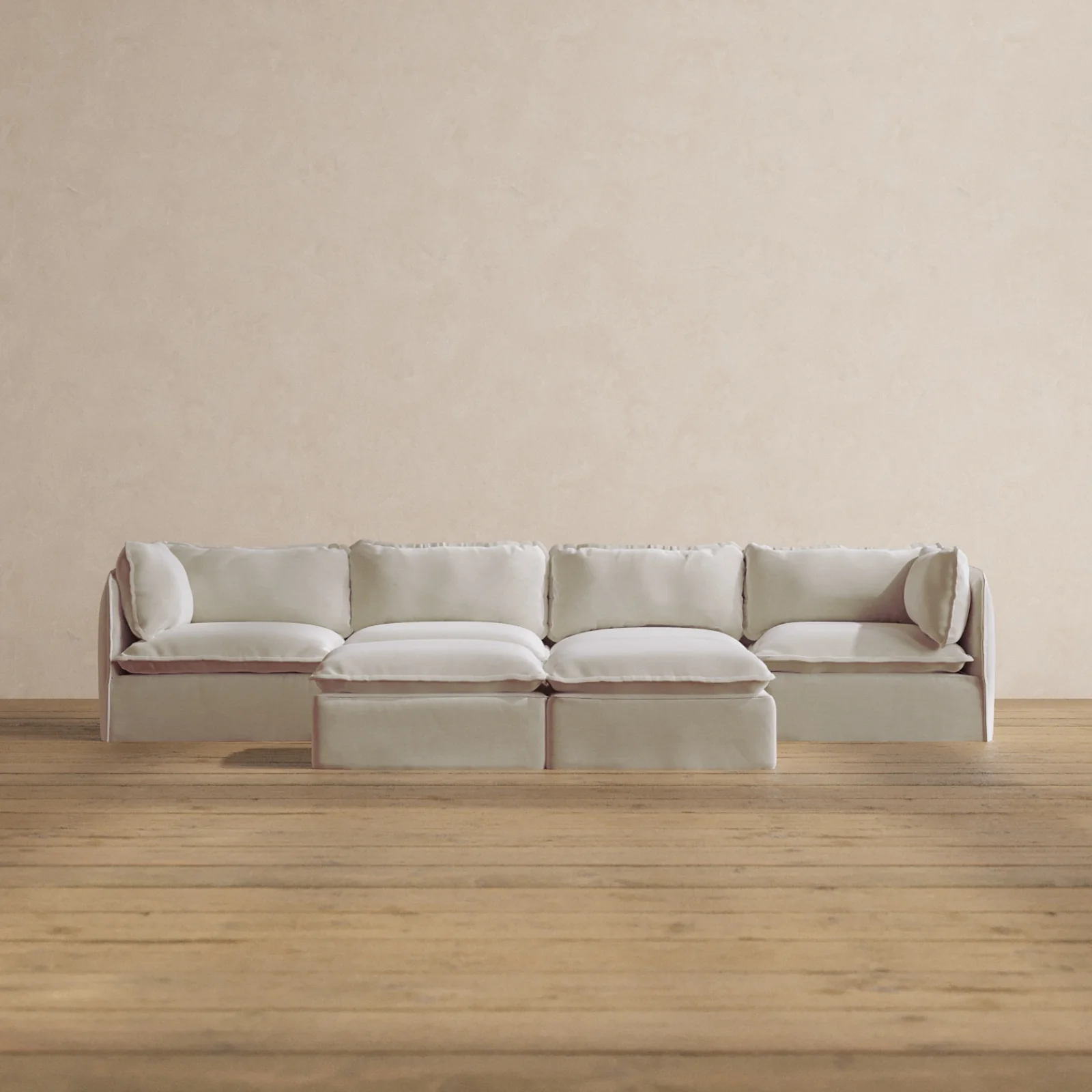 Slipcover Only - Modular Washable 4-Seater + Bench Ottoman in Coco