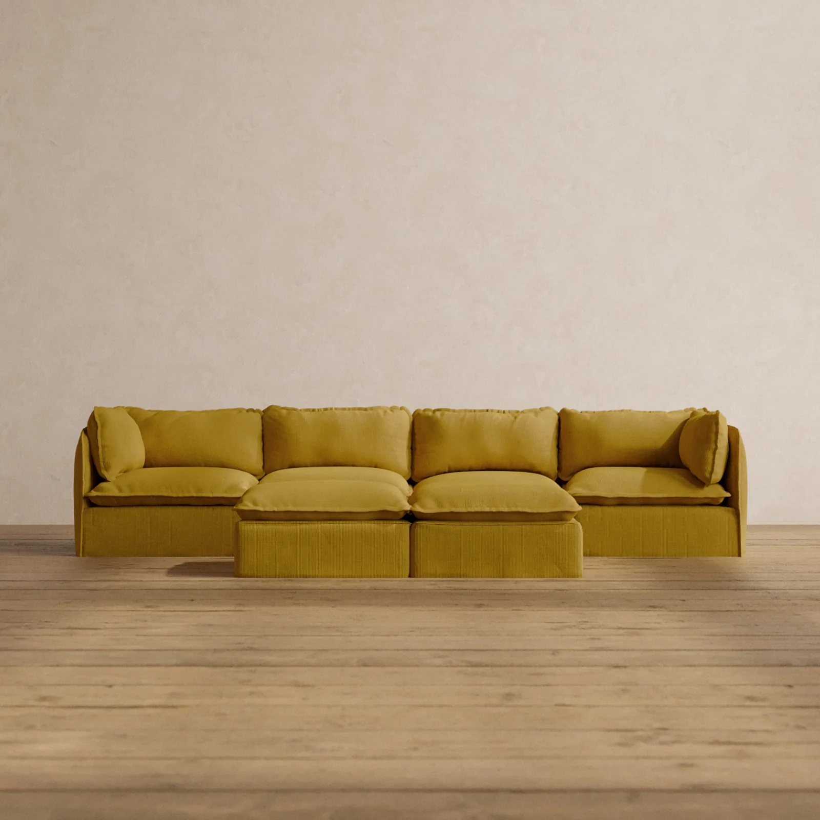 Slipcover Only - Modular Washable 4-Seater + Bench Ottoman in Kiiro