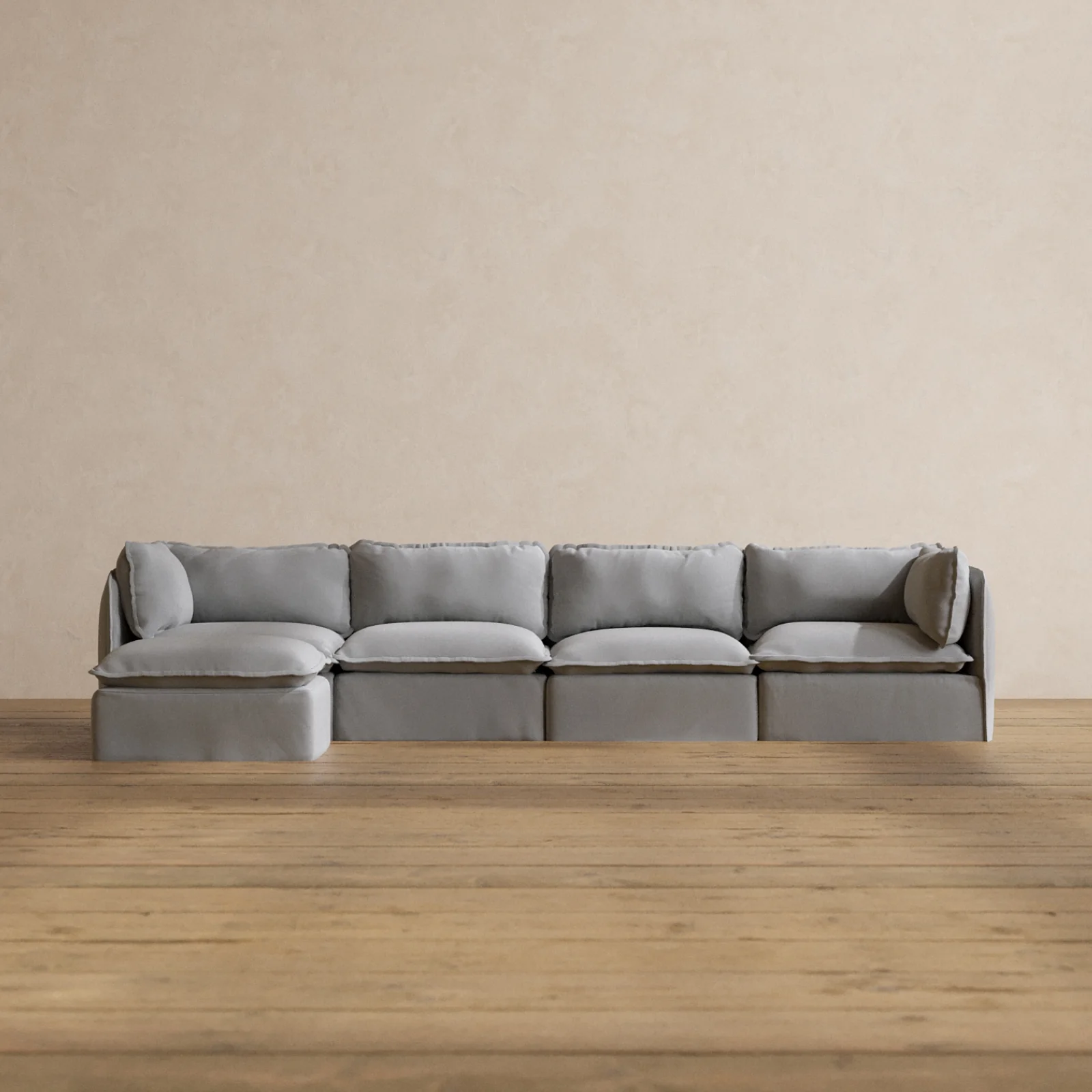 Slipcover Only - Modular Washable 4-Seater Sectional in Pumice