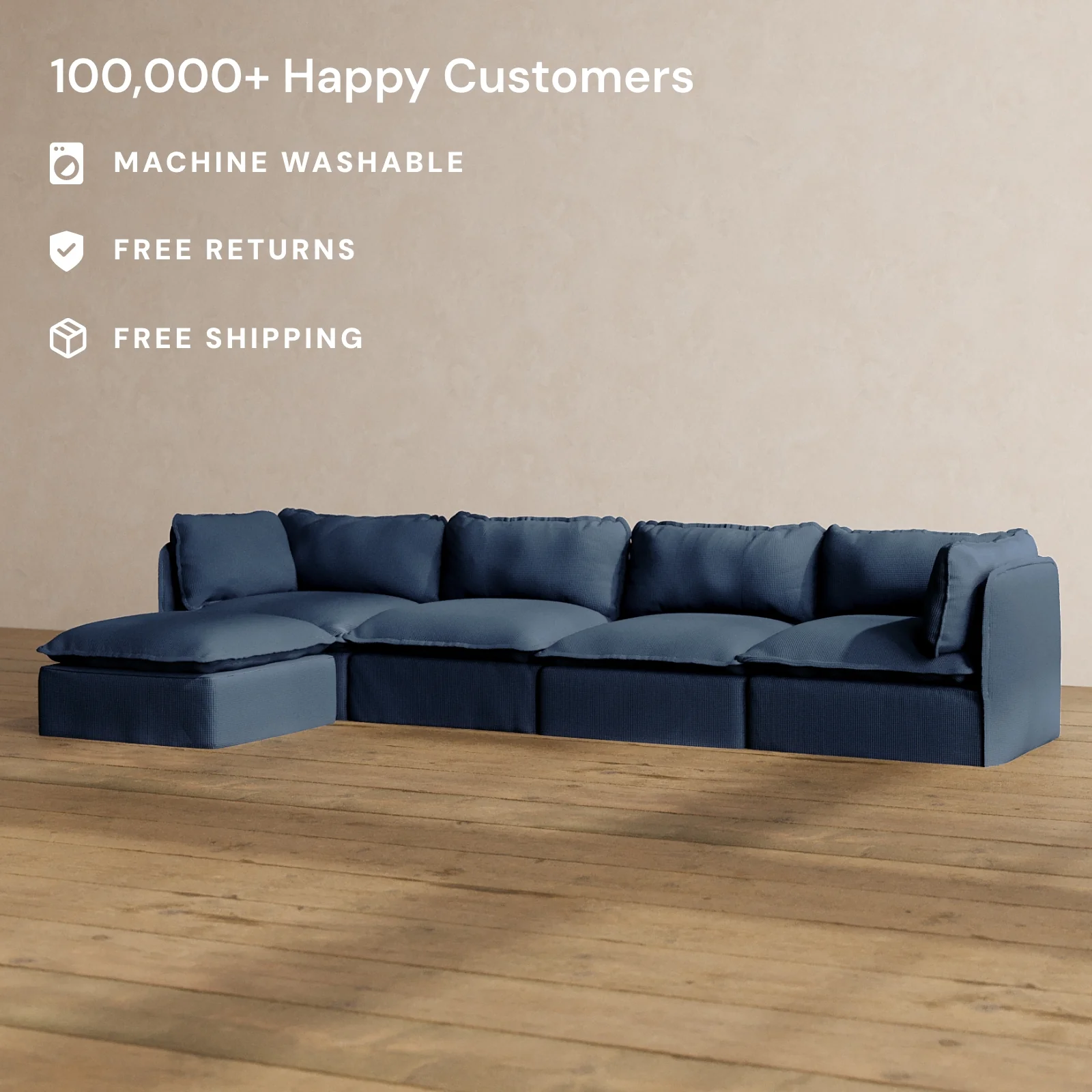 Slipcover Only - Modular Washable 4-Seater Sectional in Sumi - Image 2