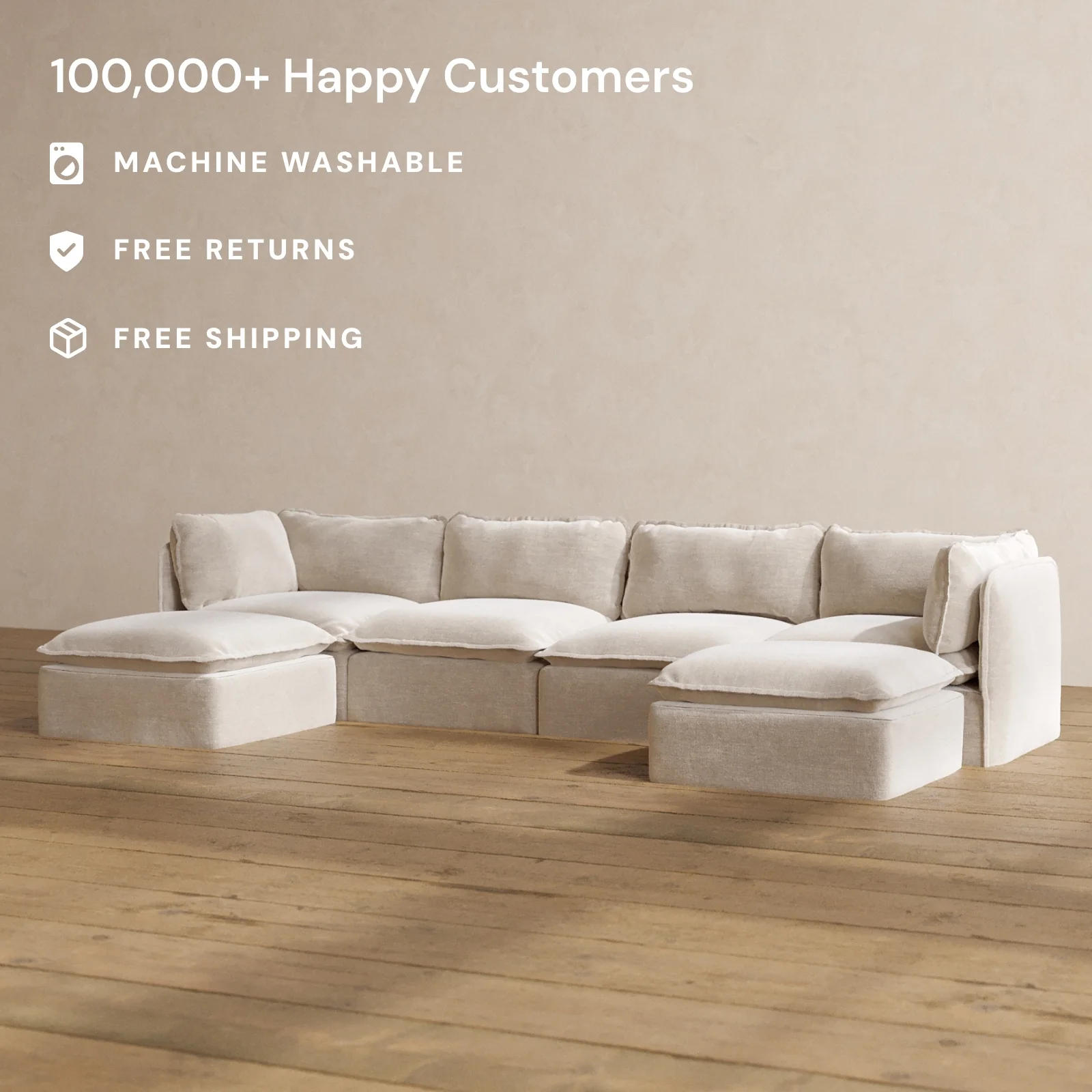 Slipcover Only - Modular Washable 4-Seater U-Sectional in Mist - Image 2