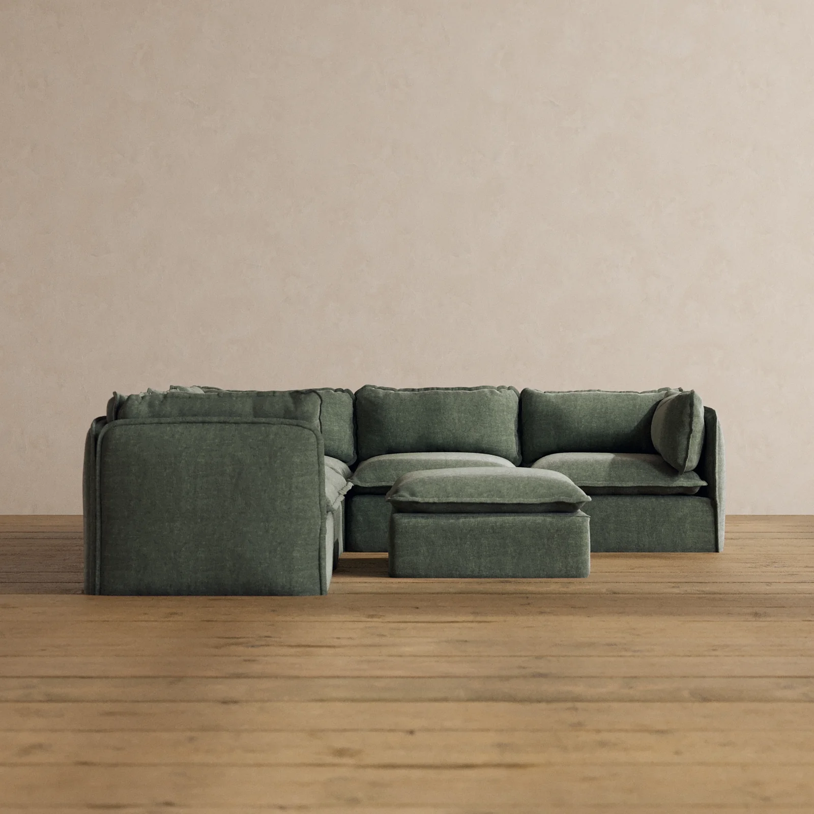 Slipcover Only - Modular Washable 5-Seater Corner Sectional + Ottoman in Willow