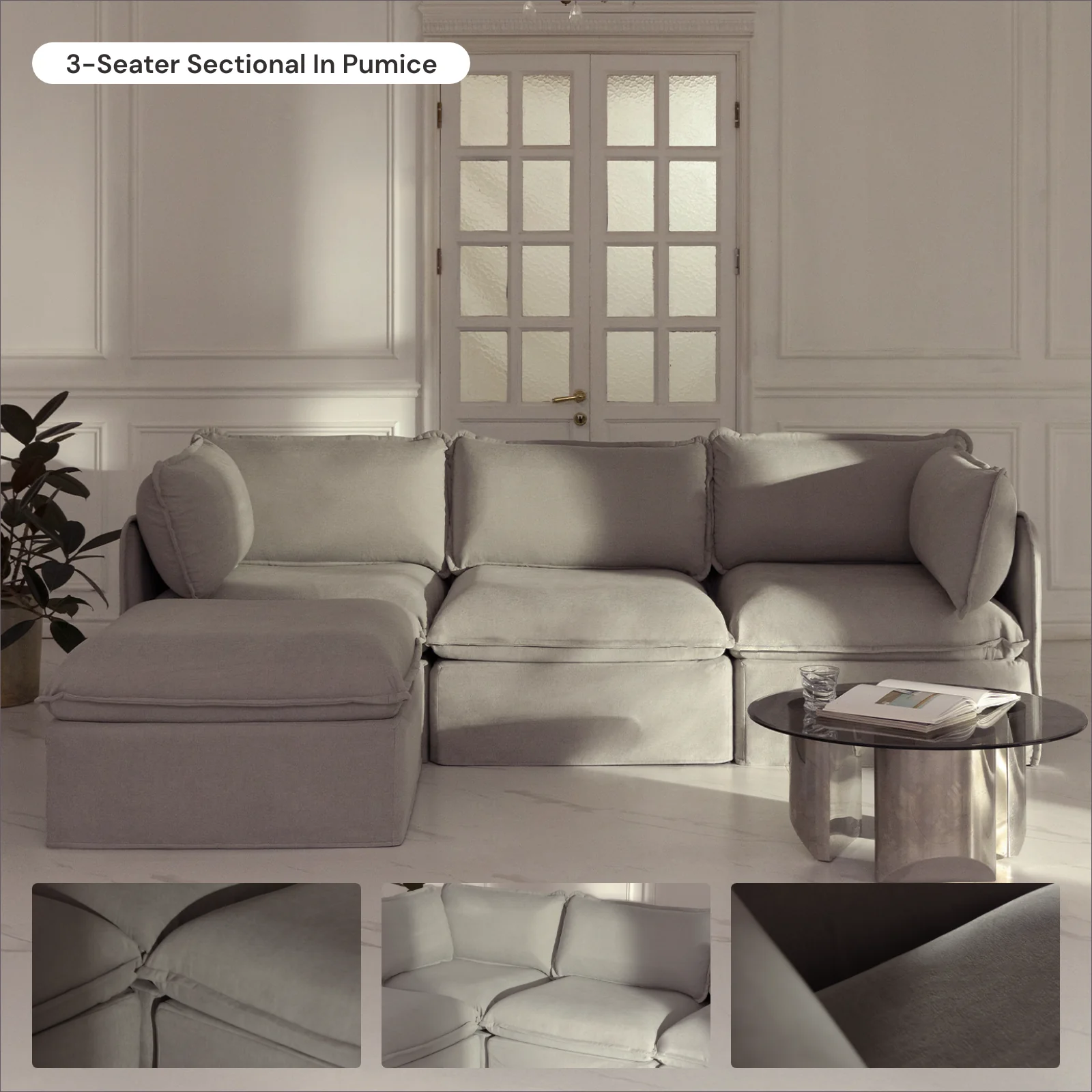 Slipcover Only - Modular Washable 7-Seater Corner Sectional in Pumice - Image 6