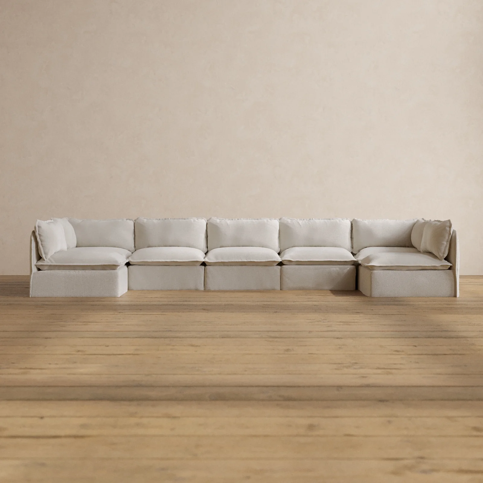 Slipcover Only - Modular Washable 7-Seater Open-Ends U-Sectional in Powder