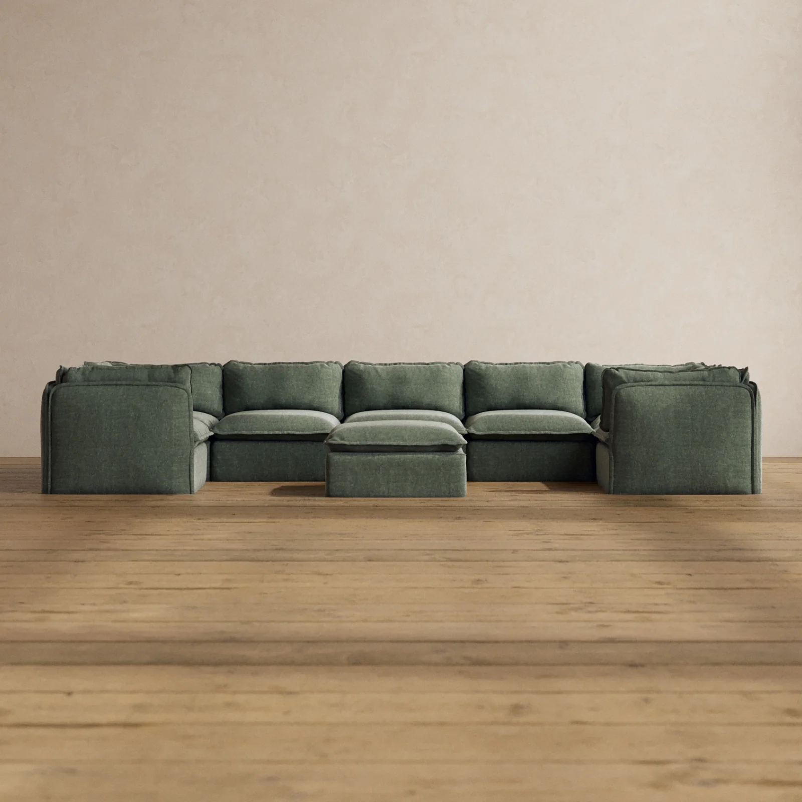 Slipcover Only - Modular Washable 7-Seater U-Sectional + Ottoman in Willow