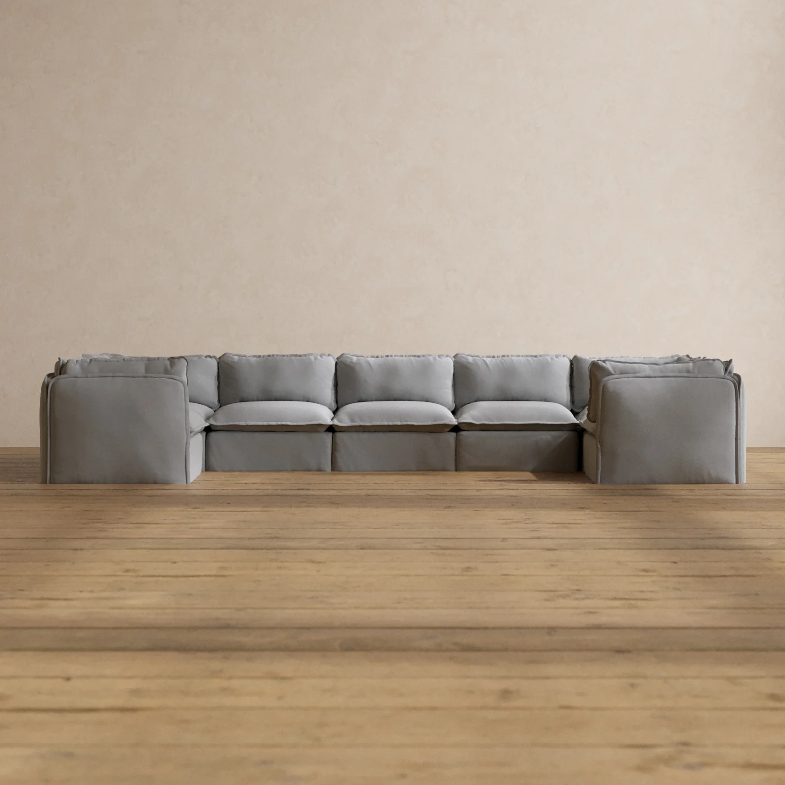 Slipcover Only - Modular Washable 7-Seater U-Sectional in Pumice