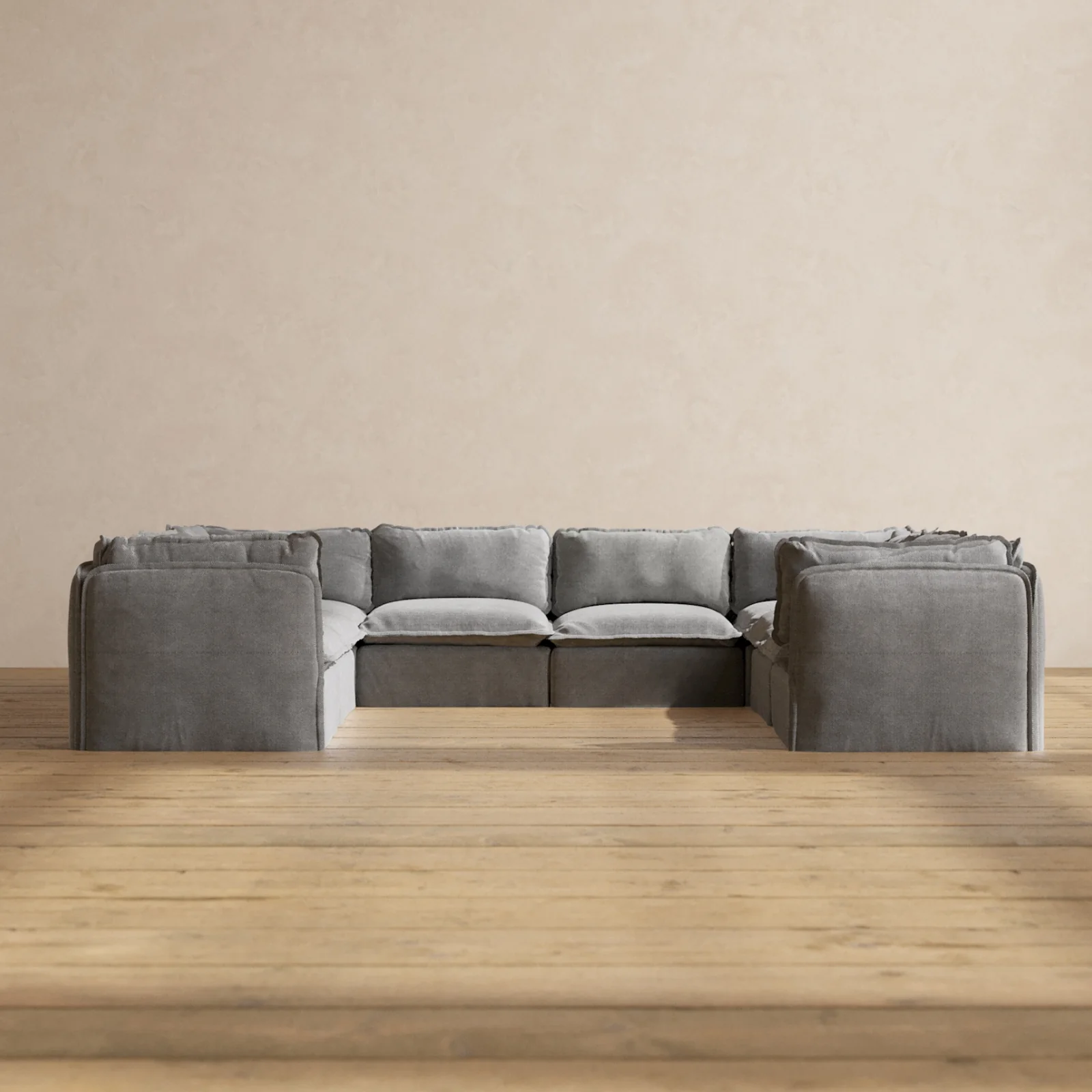 Slipcover Only - Modular Washable 8-Seater U-Sectional in Ash