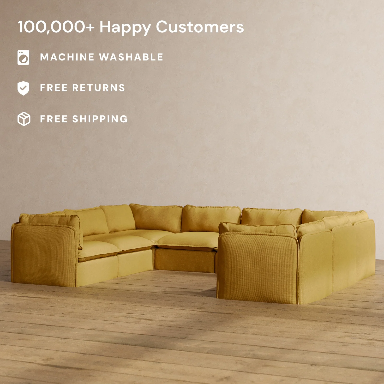 Slipcover Only - Modular Washable 8-Seater U-Sectional in Kiiro - Image 2