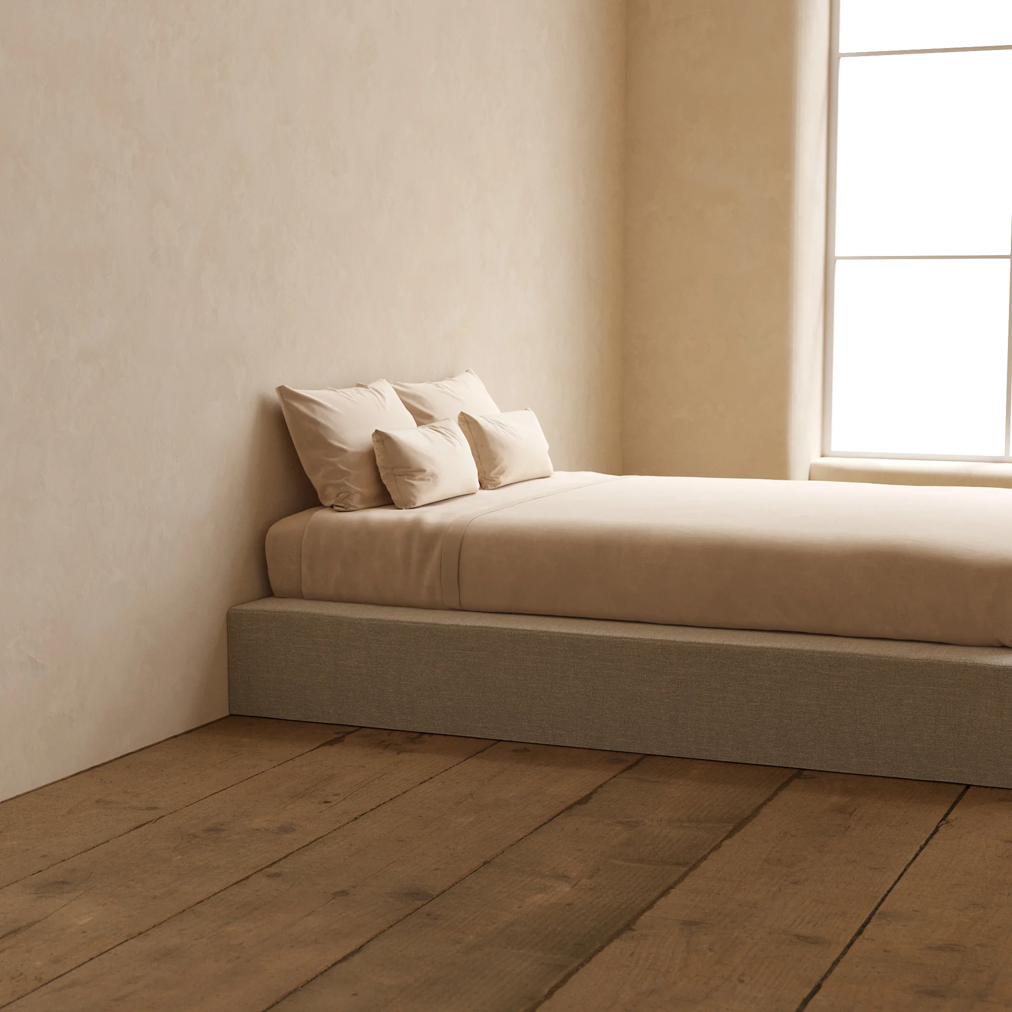 Slipcover Only - Queen Upholstered Platform Bed | Blended Weave in Oat - Image 5
